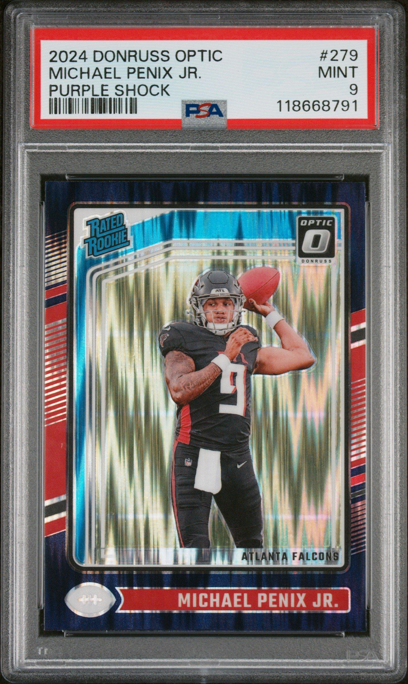 2024 Panini Donruss Optic 279 Michael Penix Jr. Purple Shock PSA 9