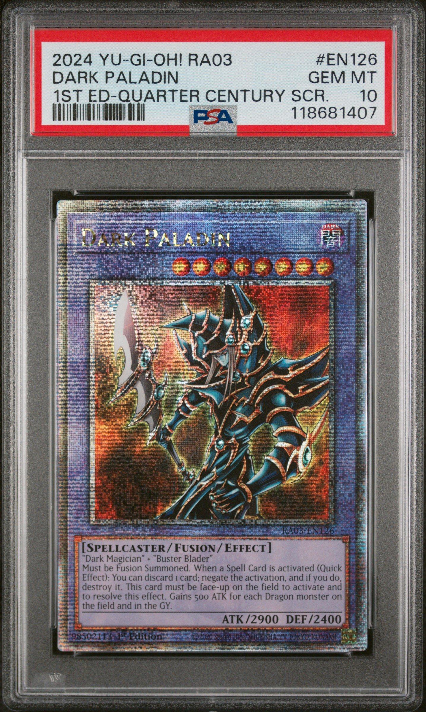 2024 Yu-gi-oh! Ra03-quarter Century Bonanza En126 Dark Paladin 1st Edition-quarter Century Secret Rare PSA 10
