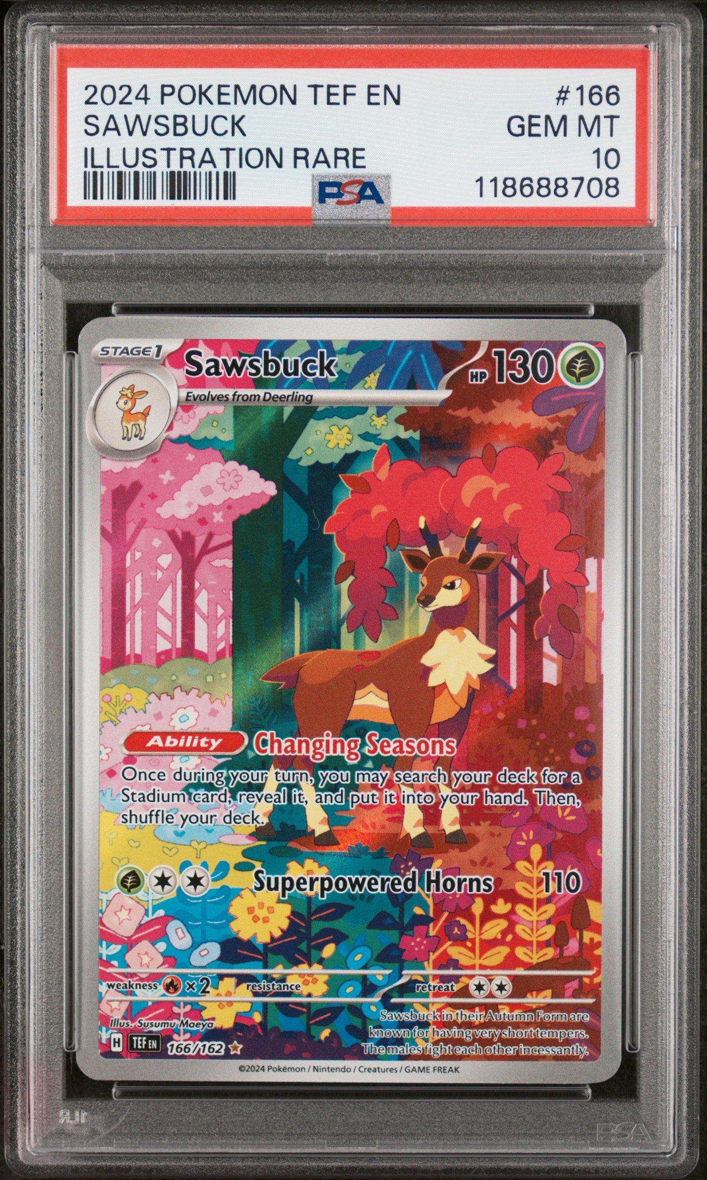 2024 Pokemon Tef En-temporal Forces 166 Sawsbuck Illustration Rare