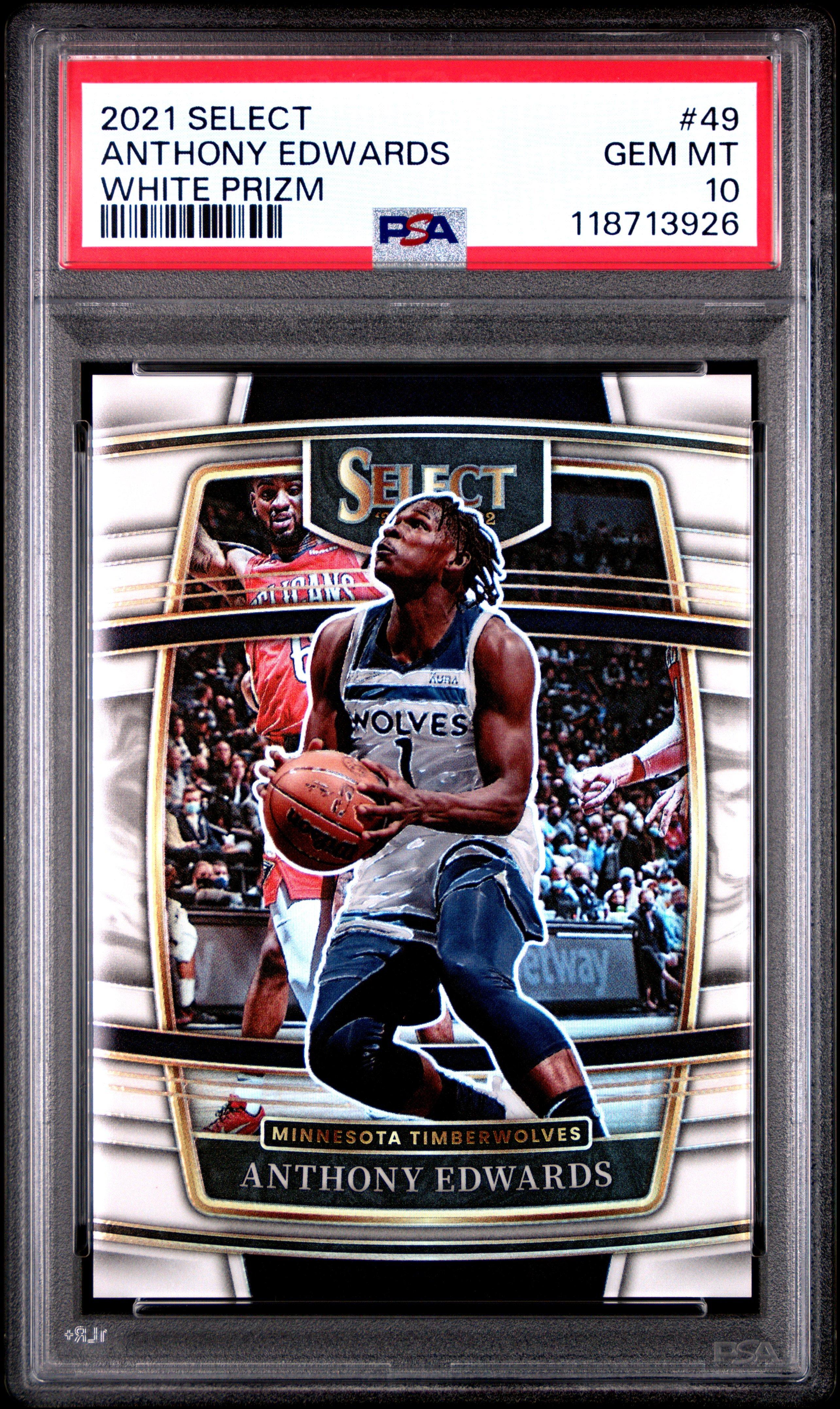 2021 Panini Select 49 Anthony Edwards White Prizm PSA 10 Graded