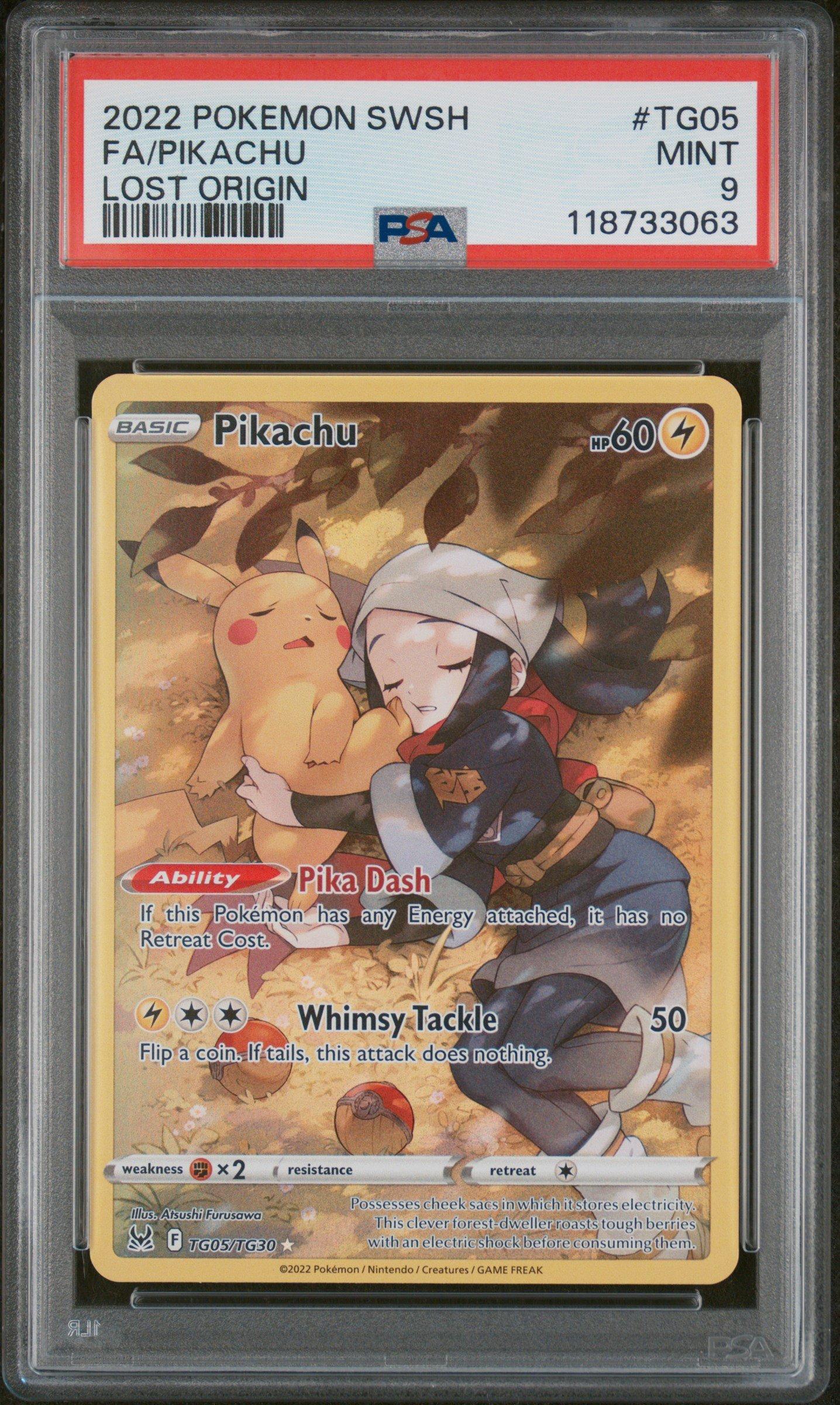 2022 Pokemon Sword & Shield Lost Origin Tg05 Full Art/pikachu PSA