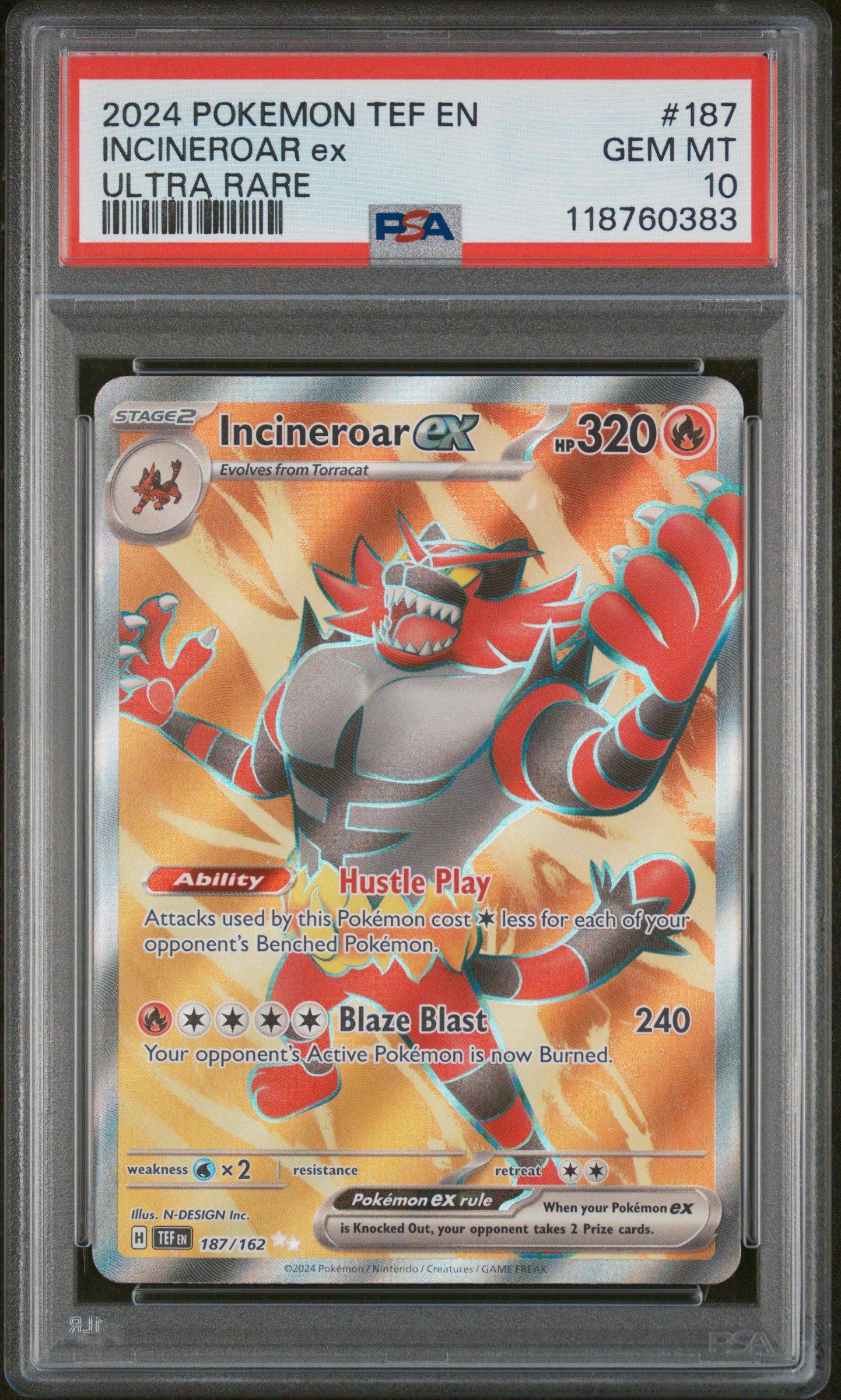2024 Pokemon Tef En-temporal Forces 187 Incineroar Ex Ultra Rare