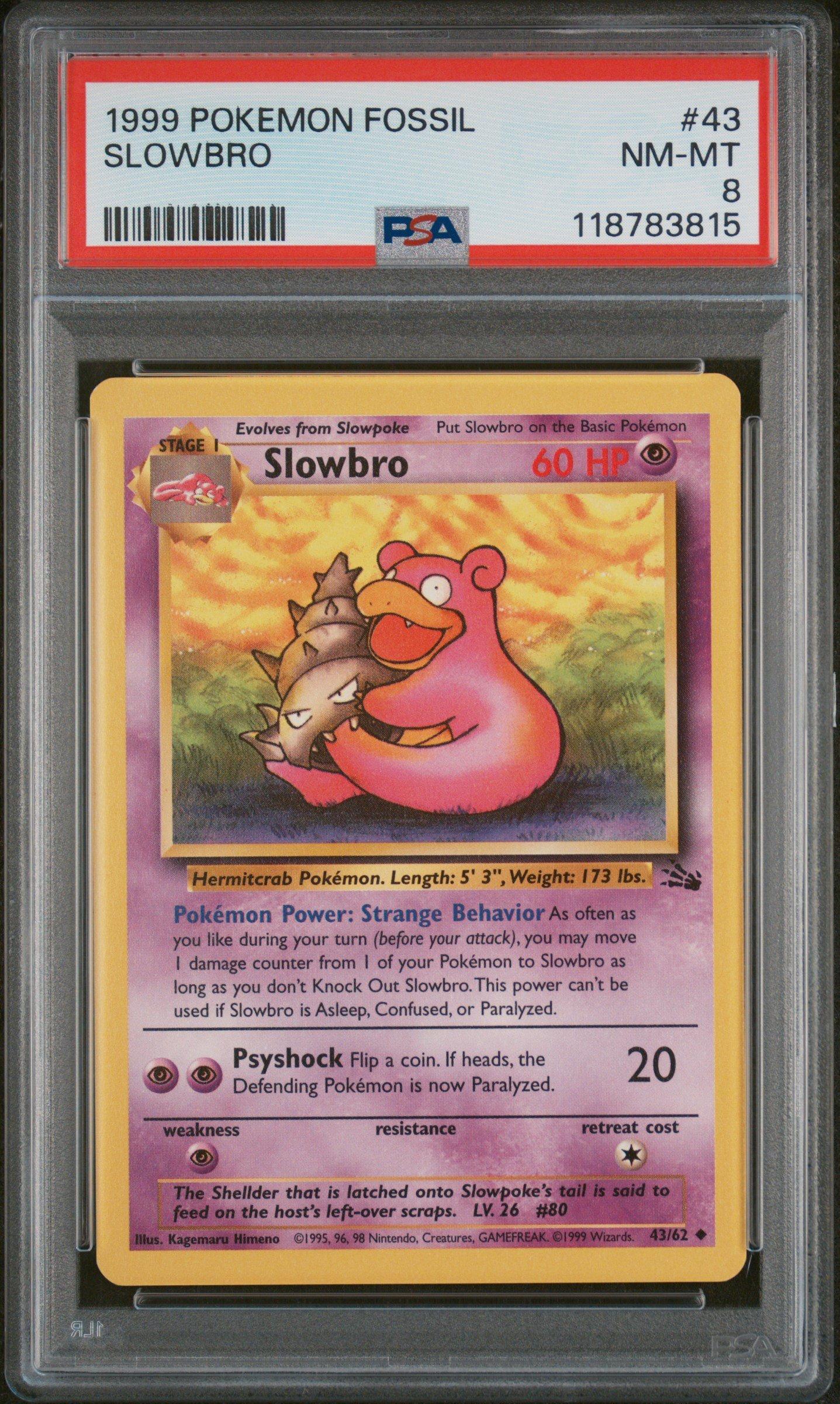 1999 Pokemon Fossil 43 Slowbro PSA 8