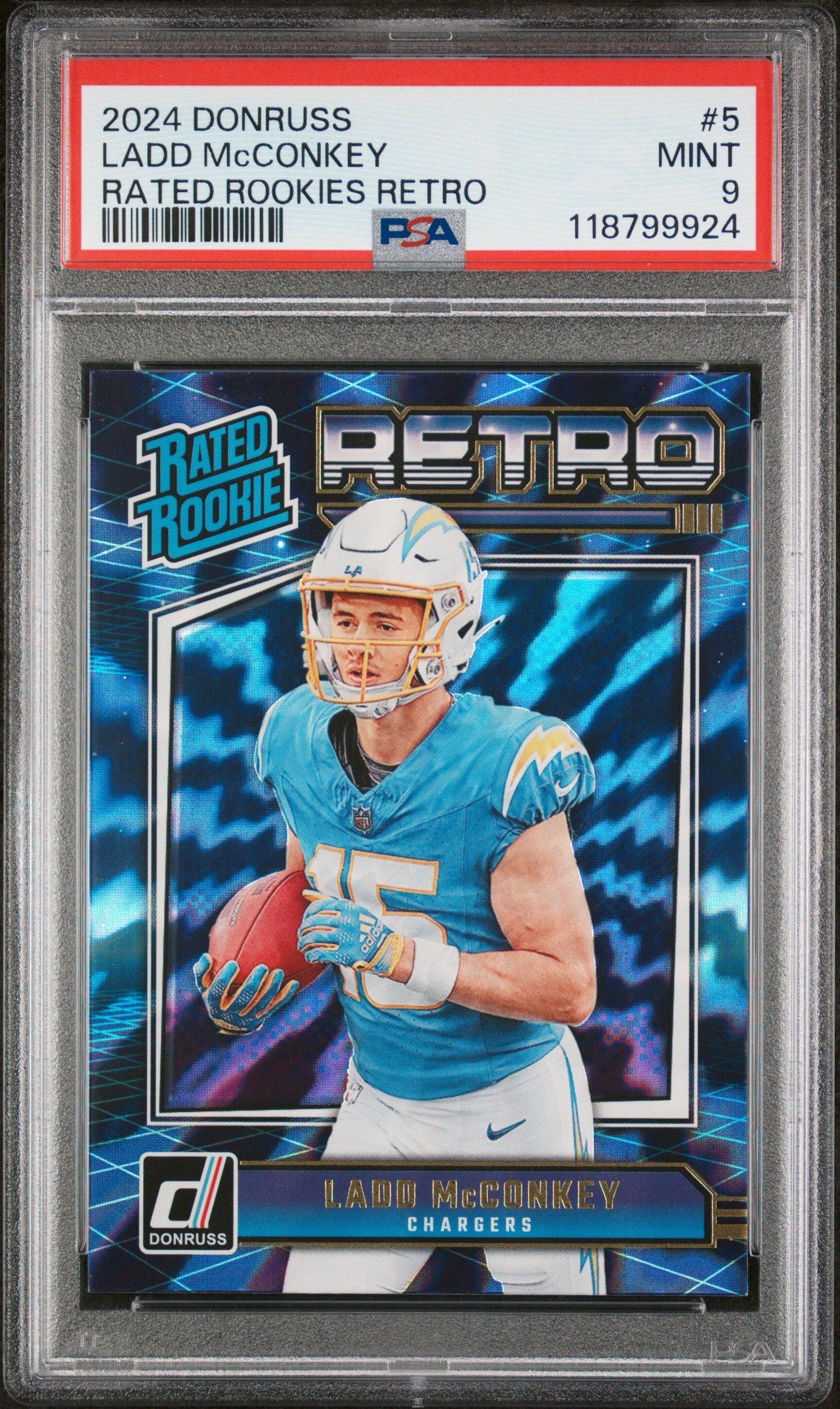 2024 Panini Donruss Rated Rookies Retro 5 Ladd Mcconkey PSA 9