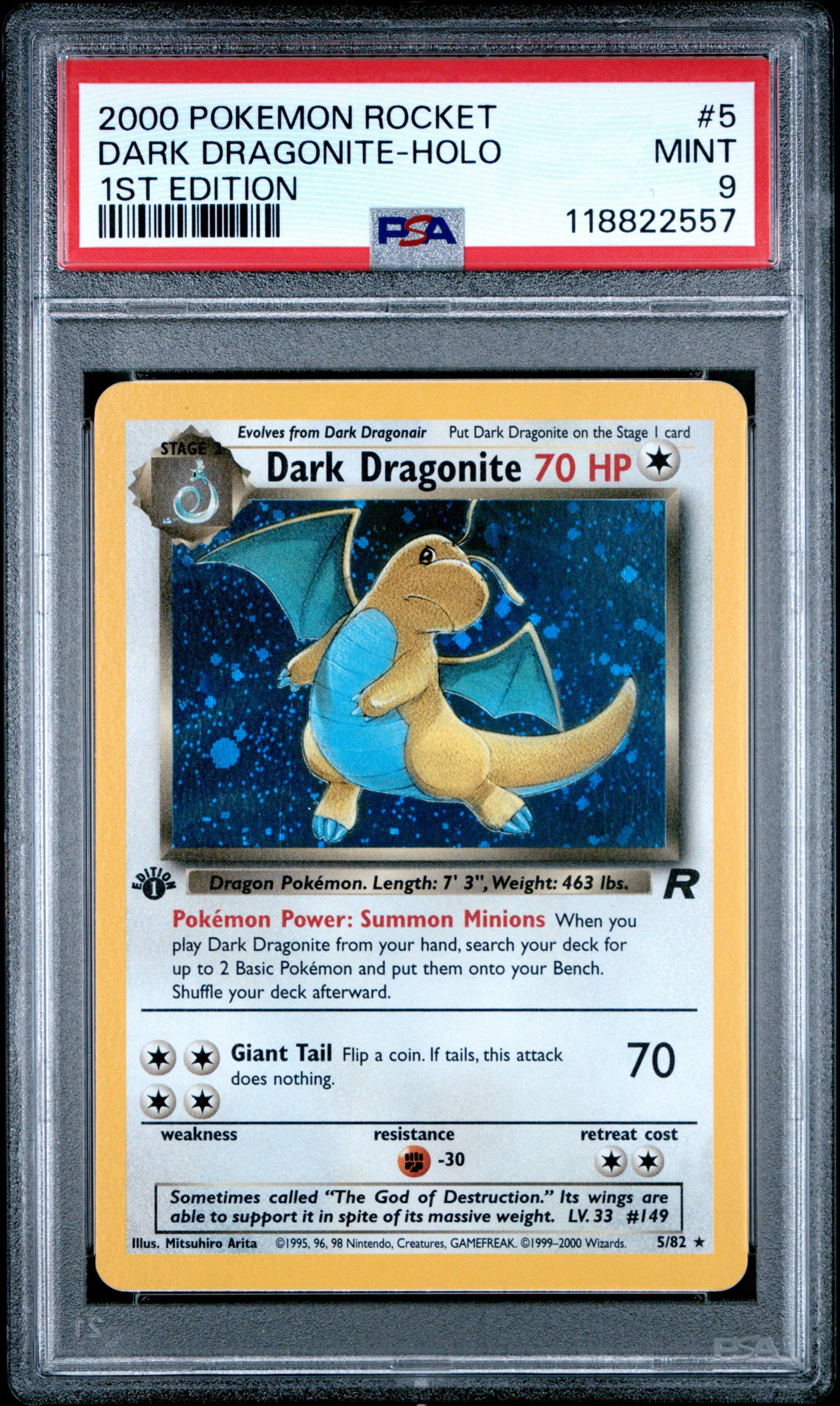 2000 Pokemon Rocket 5 Dark Dragonite-holo 1st Edition PSA 9