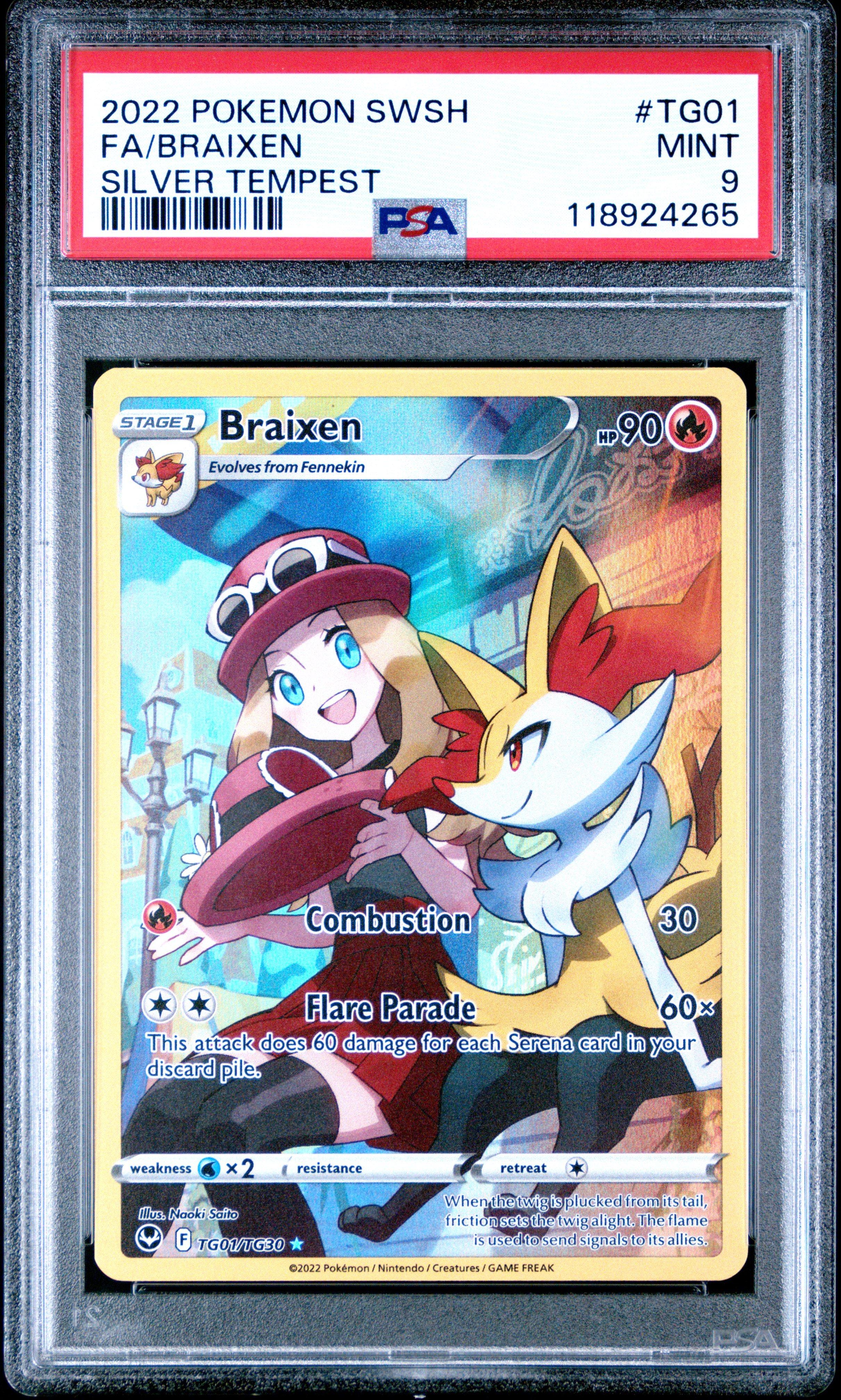 2022 Pokemon Sword & Shield Silver Tempest Tg01 Full Art/braixen