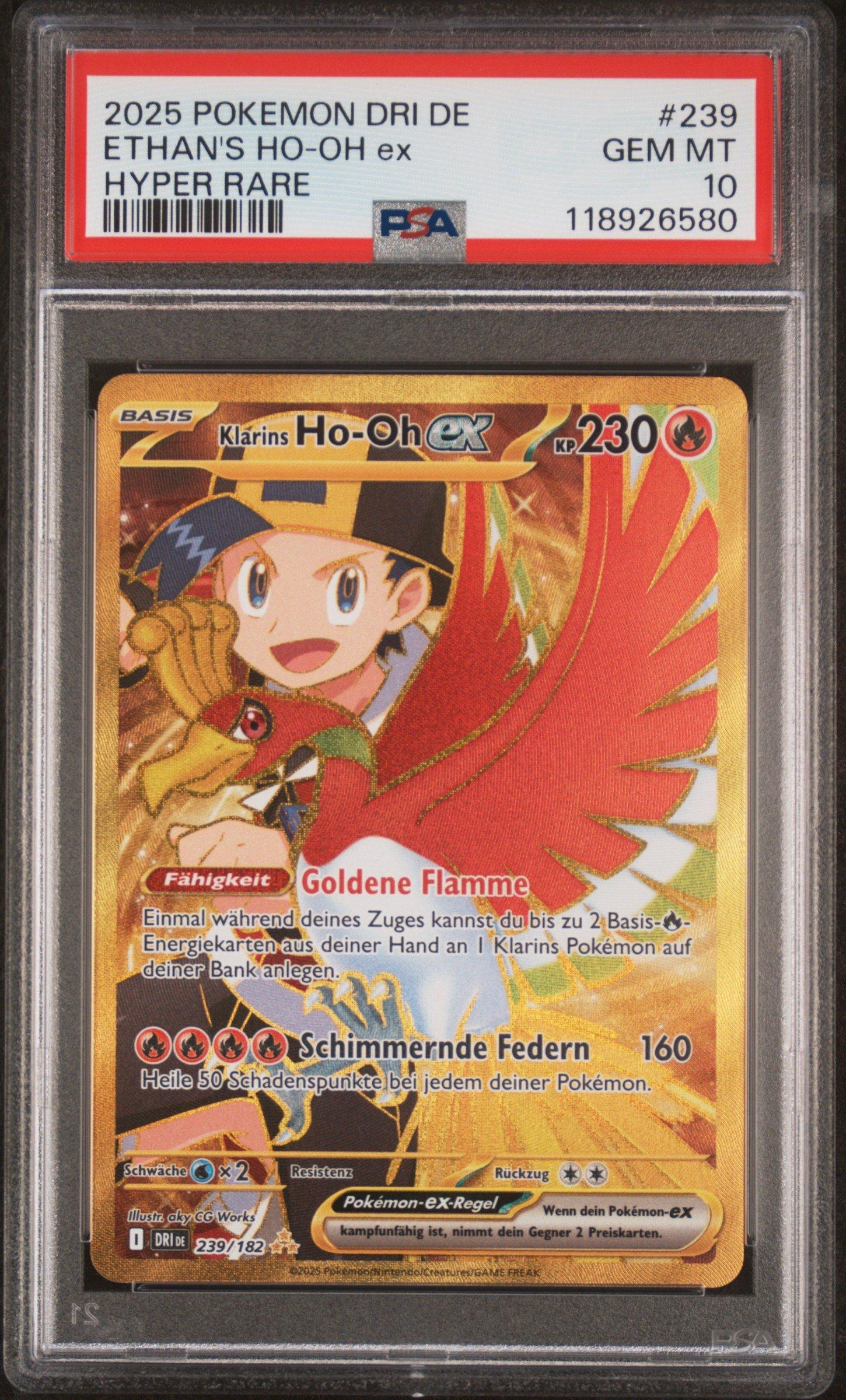 2025 Pokemon German Dri De-destined Rivals 239 Ethan's Ho-oh Ex Hyper Rare PSA 10