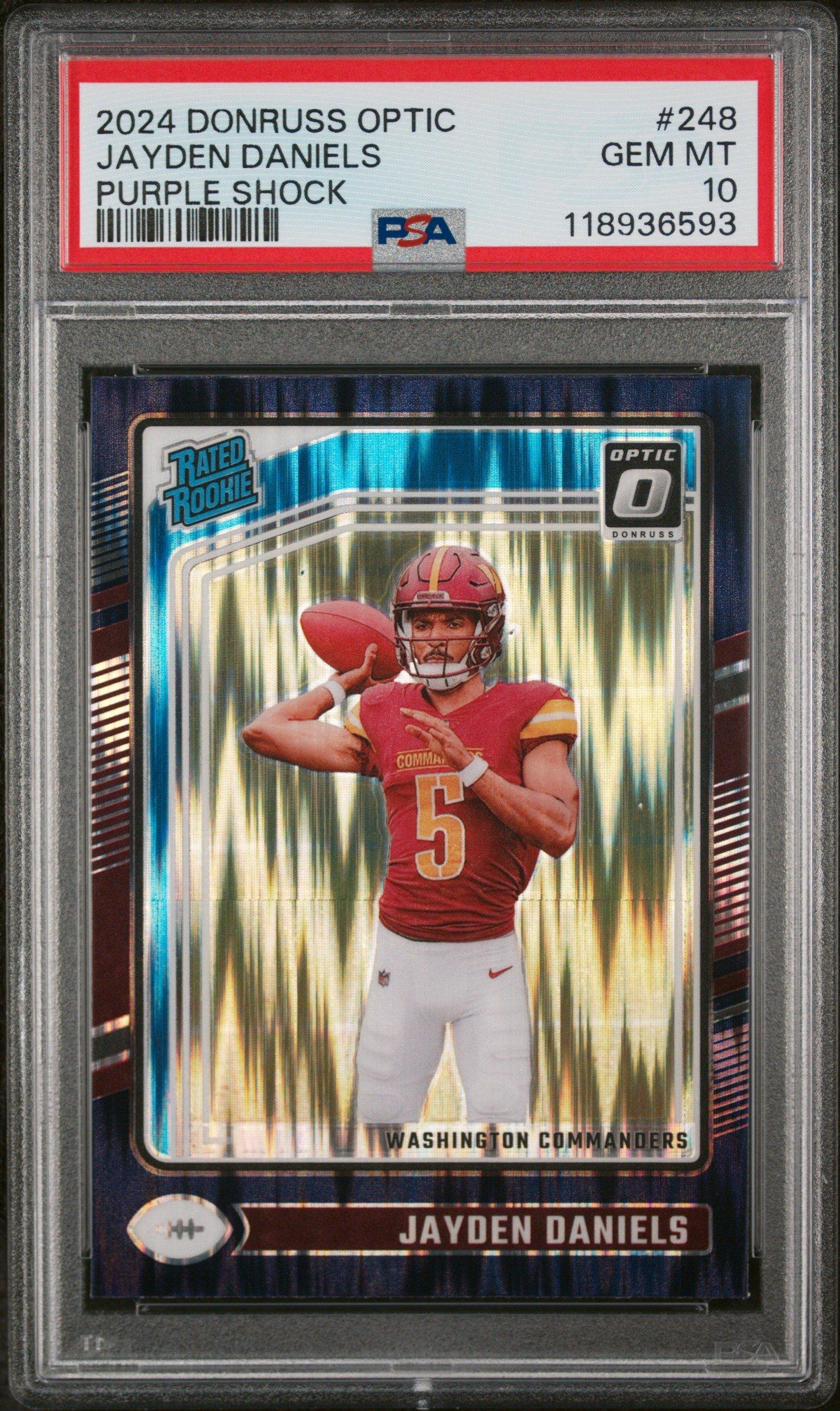 2024 Panini Donruss Optic 248 Jayden Daniels Purple Shock PSA