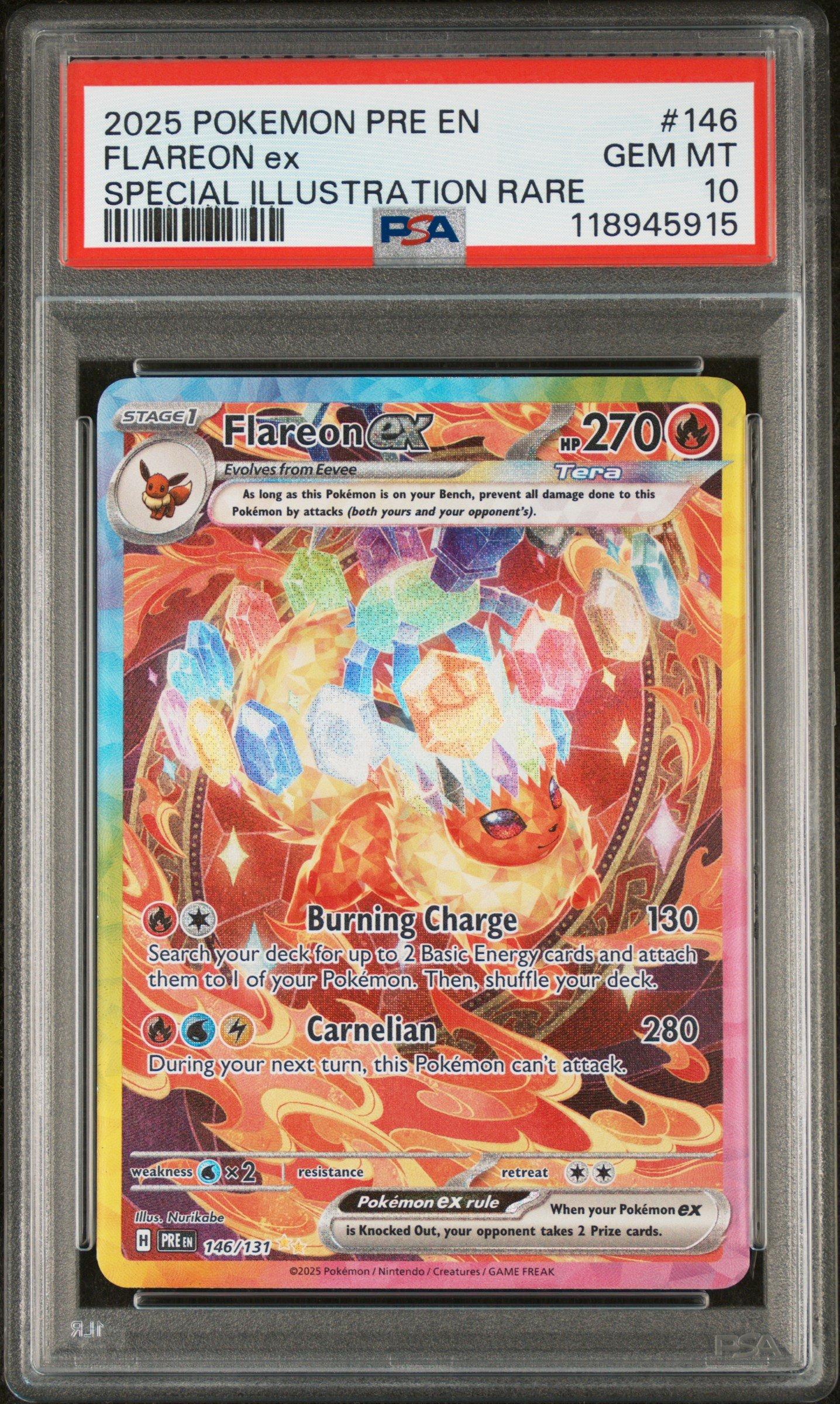 2025 Pokemon Pre En-prismatic Evolutions 146 Flareon Ex Special