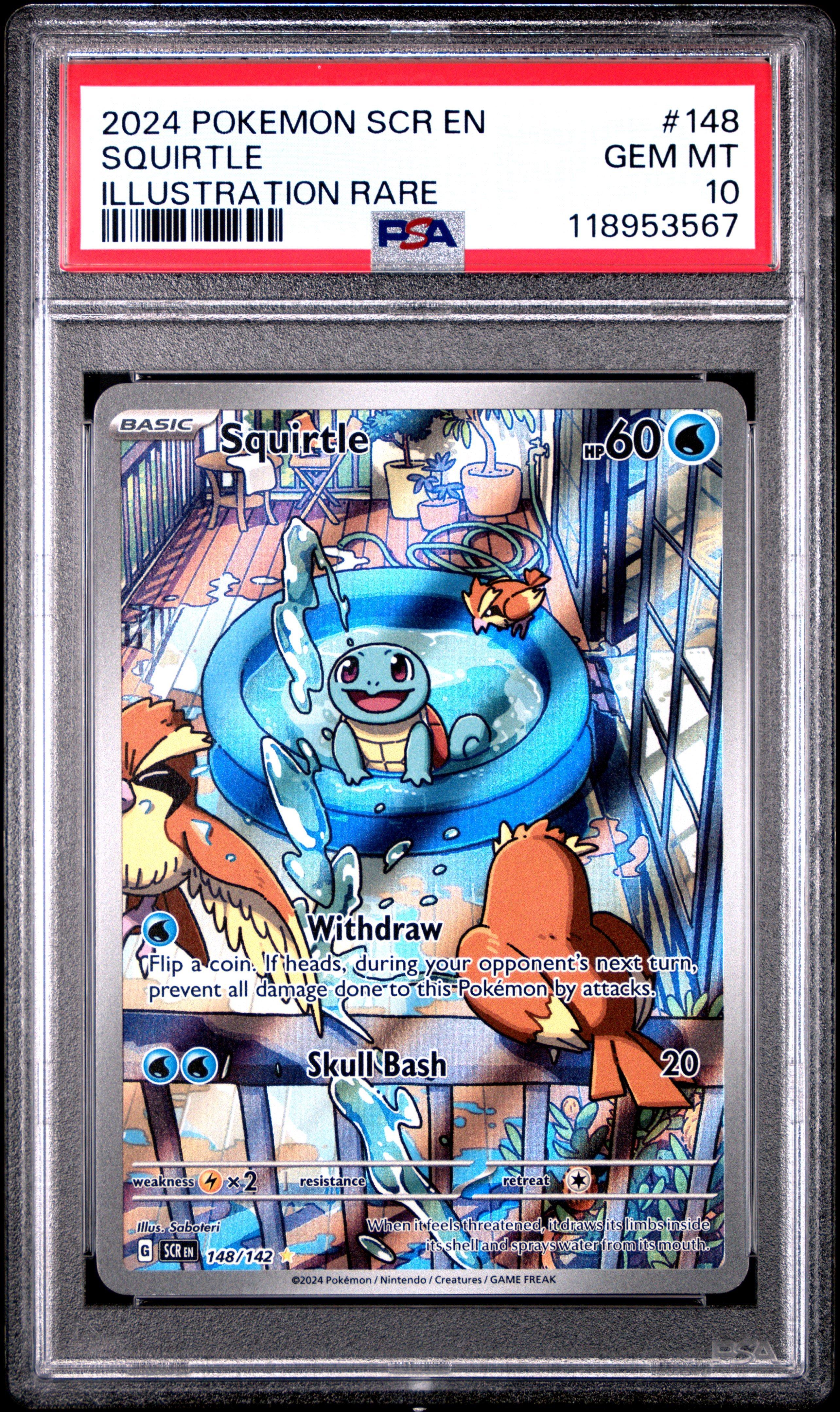 ポケモンカードゲーム PSA10 Squirtle Illustration Rare 148 2024 Pokemon Scr En-stellar Crown 148 Squirtle Illustration Rare