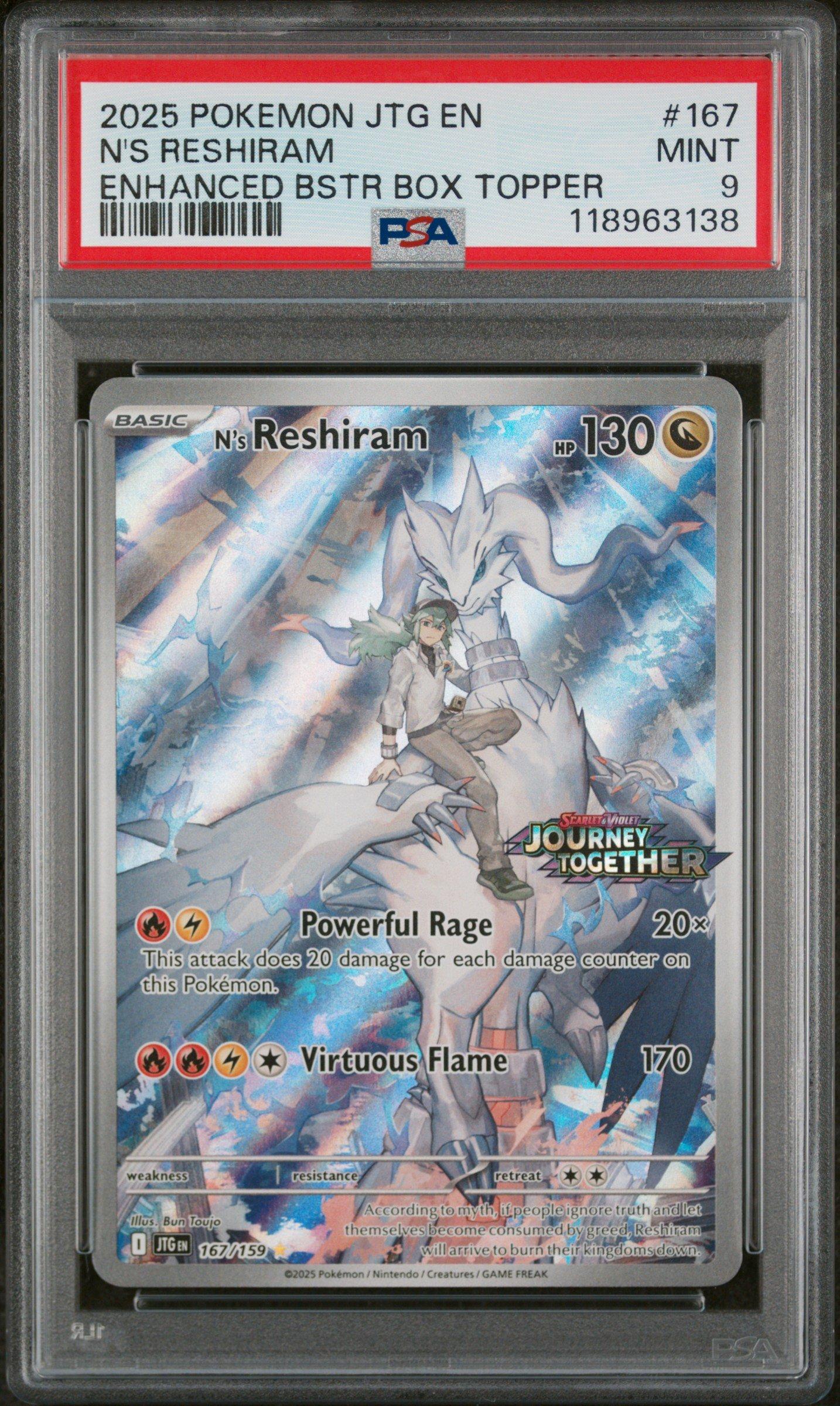 2025 Pokemon Jtg En-journey Together 167 N's Reshiram Enhanced Booster Box  Topper PSA 9 Graded Card | GameStop