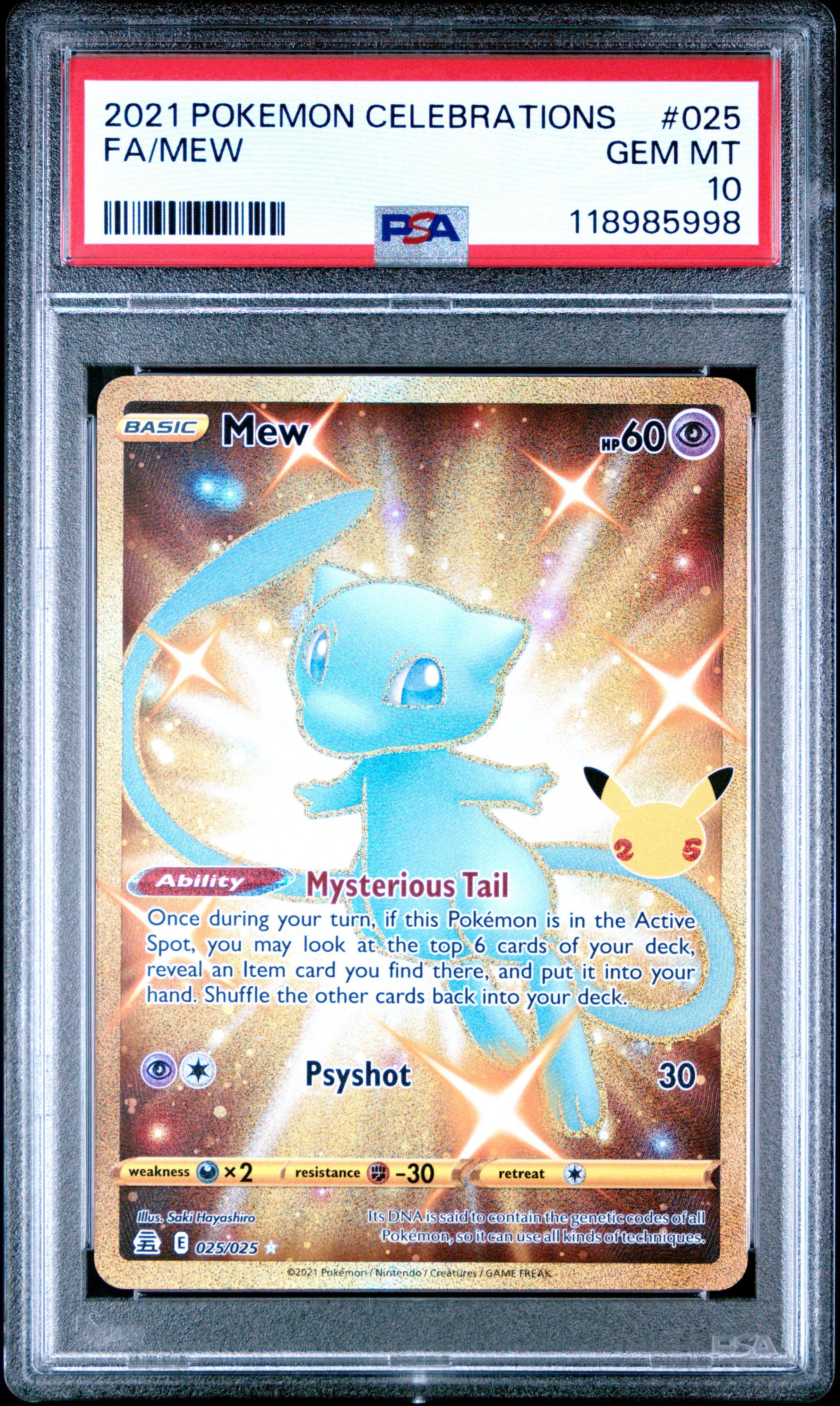 2021 Pokemon Celebrations 025 Full Art/mew PSA 10 Graded Card