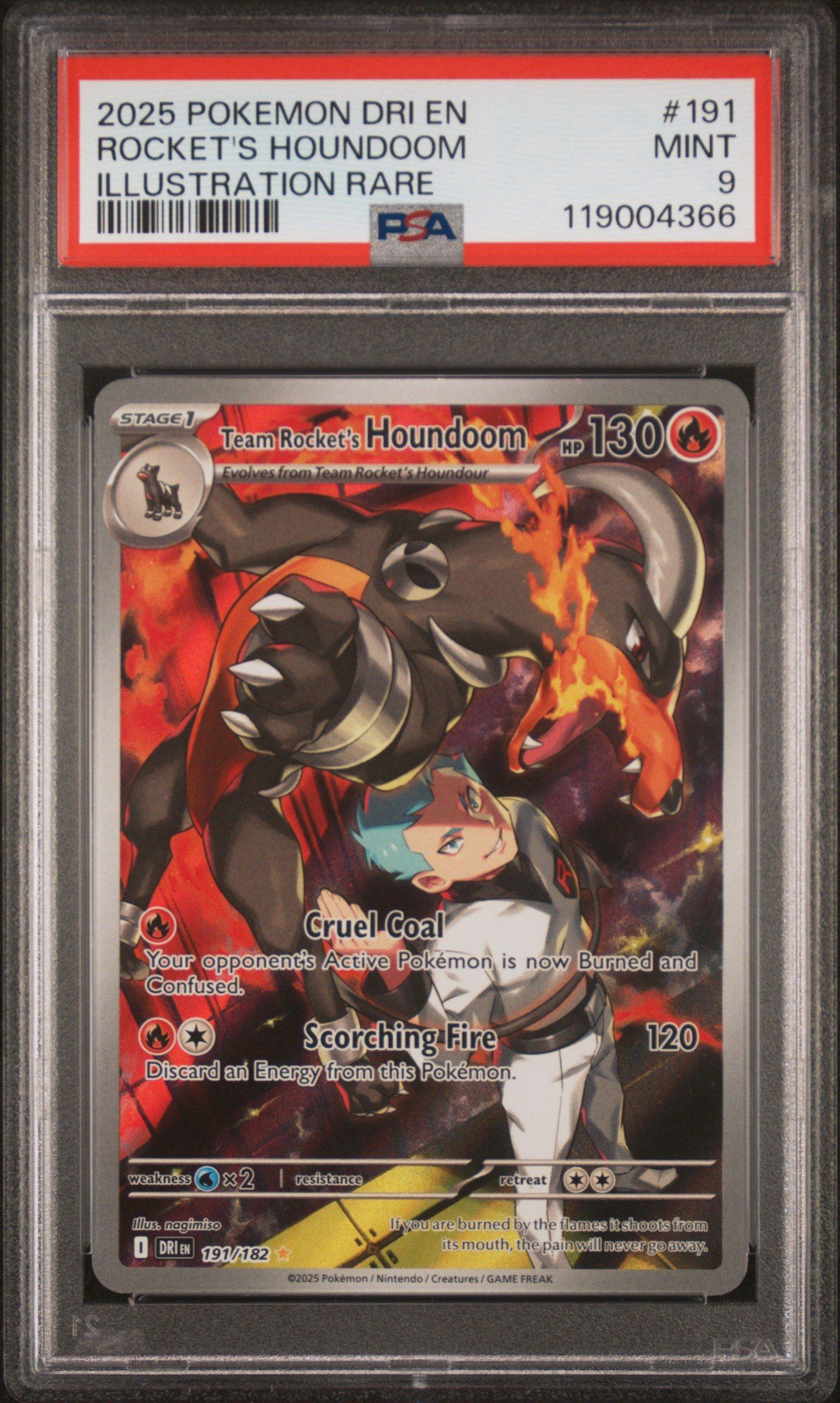 2025 Pokemon Dri En-destined Rivals 191 Team Rocket's Houndoom Illustration Rare PSA