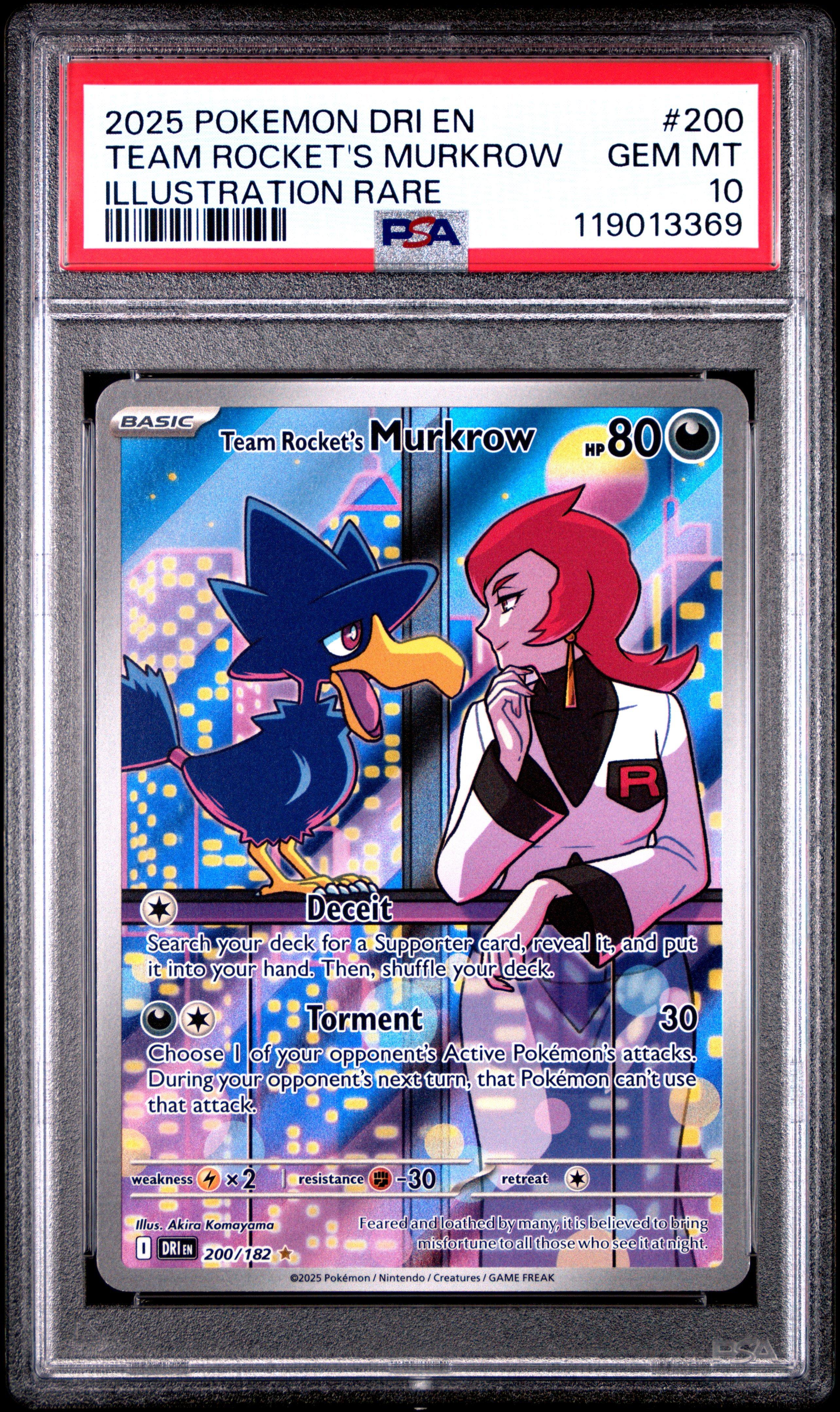 2025 Pokemon Dri En-destined Rivals 200 Team Rocket's Murkrow Illustration Rare PSA