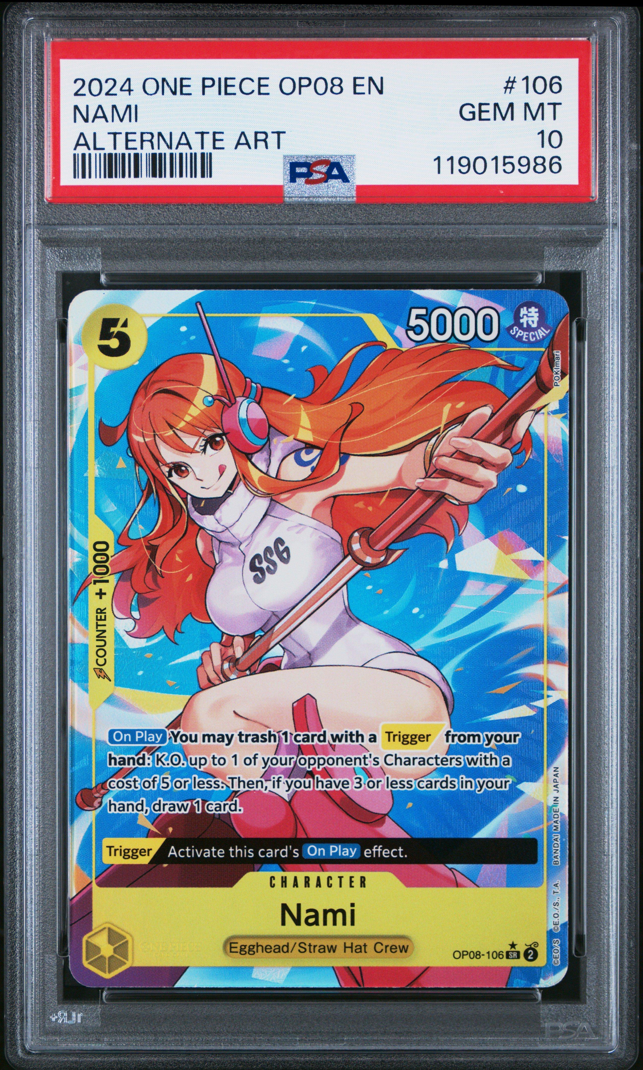 2024 One Piece Op08-two Legends 106 Nami Alternate Art PSA 10