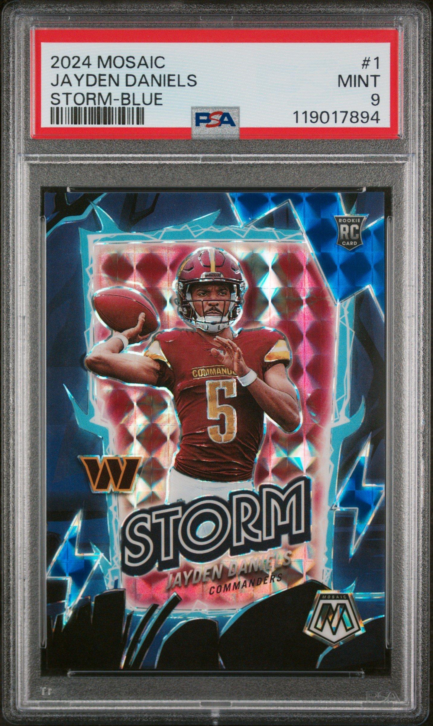2024 Panini Mosaic Storm 1 Jayden Daniels Blue PSA 9