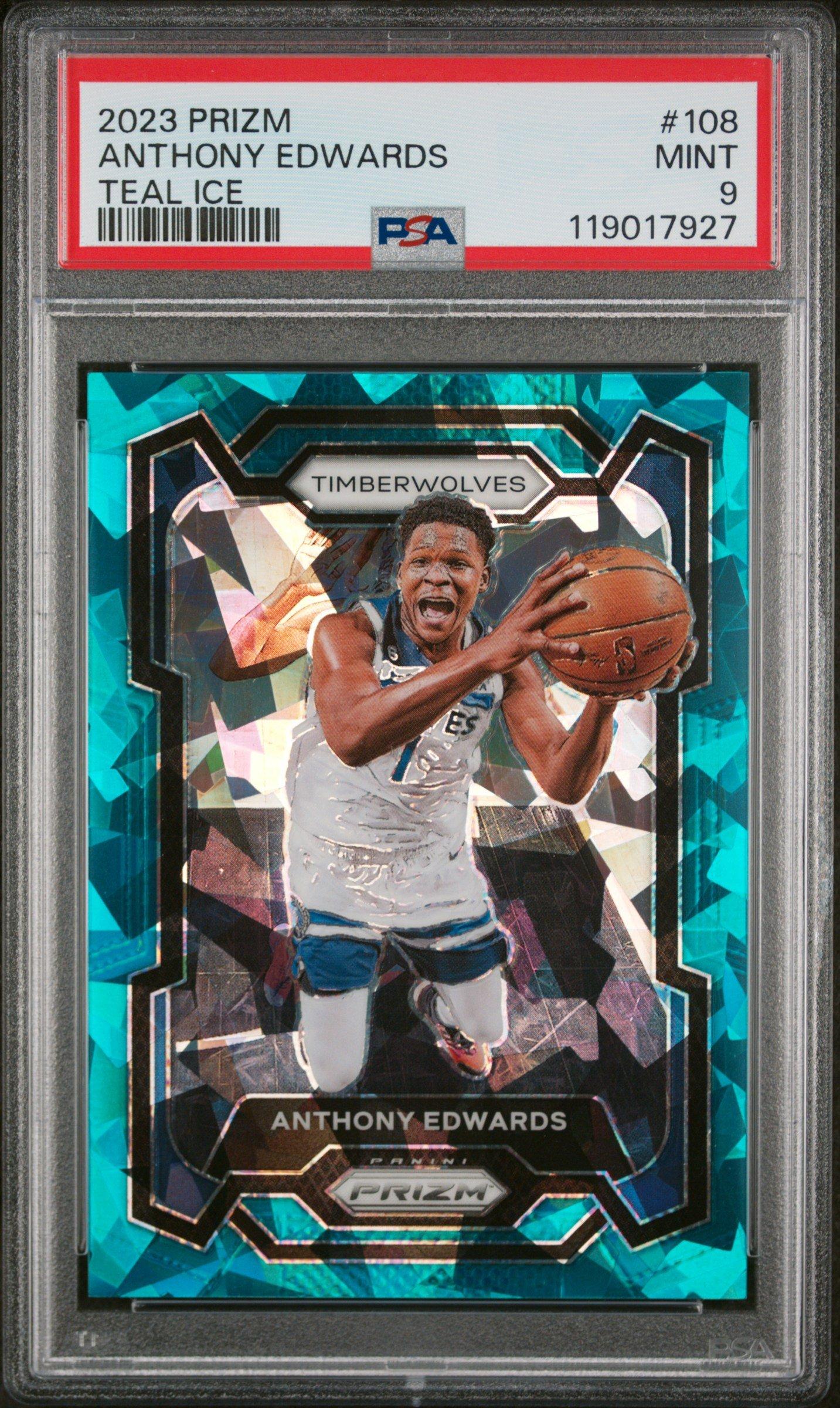 2023 Panini Prizm 108 Anthony Edwards Teal Ice PSA 9 Graded Card