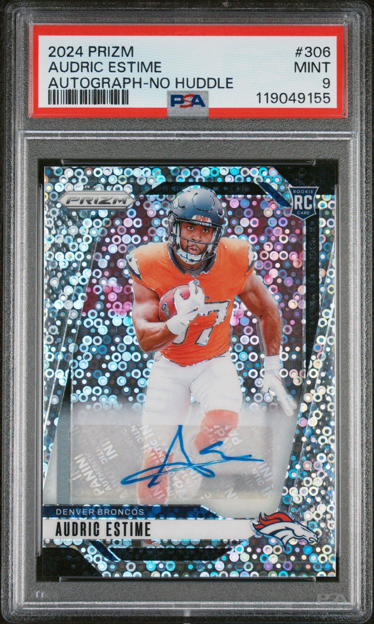 2024 Panini Prizm 306 Audric Estime Autograph-no Huddle PSA 9