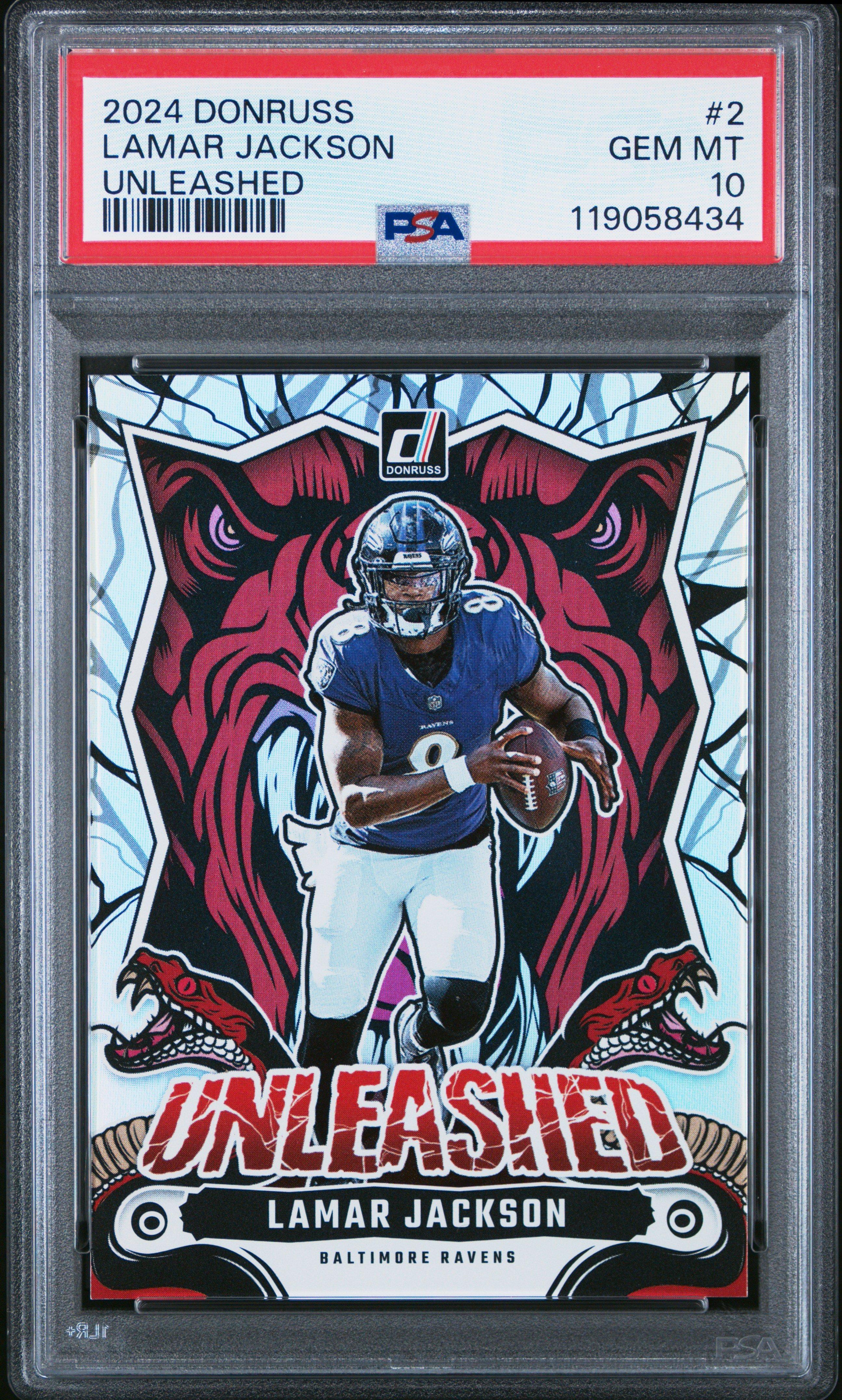 2024 Panini Donruss Unleashed 2 Lamar Jackson PSA 10 Graded Card 