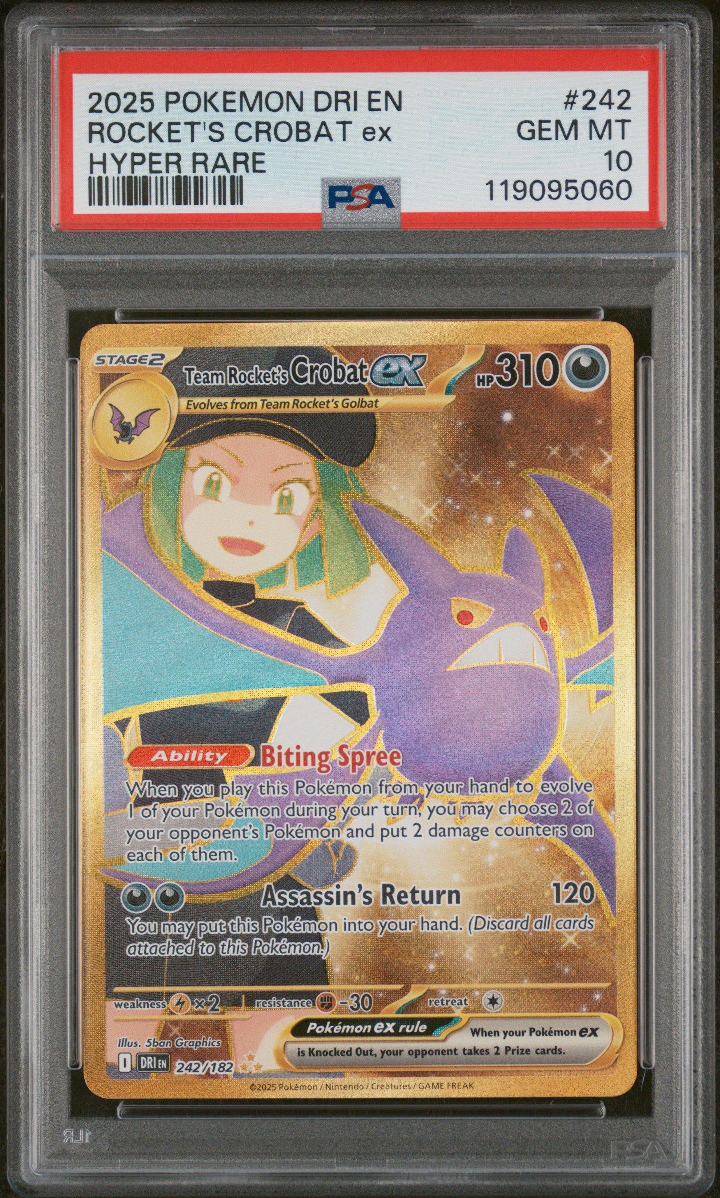 2025 Pokemon Dri En-destined Rivals 242 Team Rocket's Crobat Ex Hyper Rare PSA 10