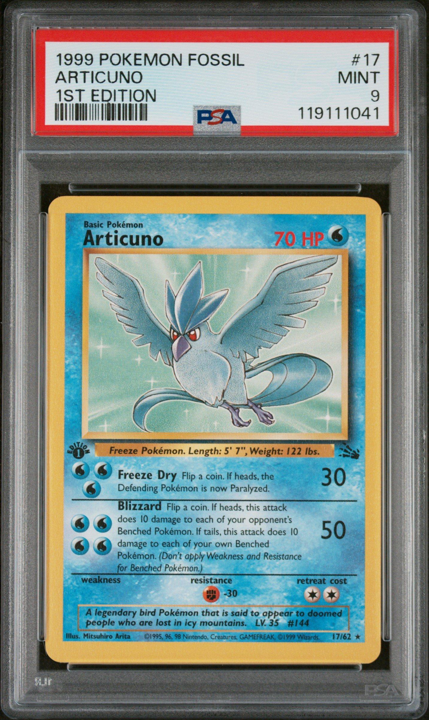 1999 Pokemon Fossil 17 Articuno 1st Edition PSA
