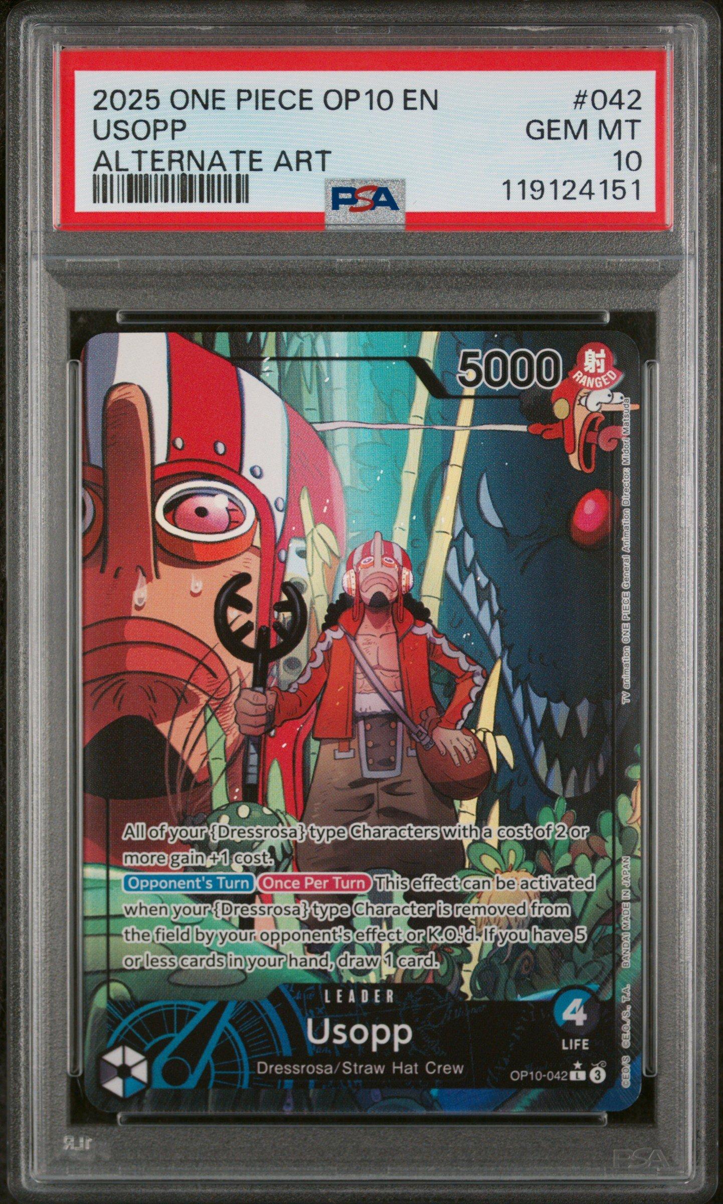 2025 One Piece Op10-royal Blood 042 Usopp Alternate Art PSA 10