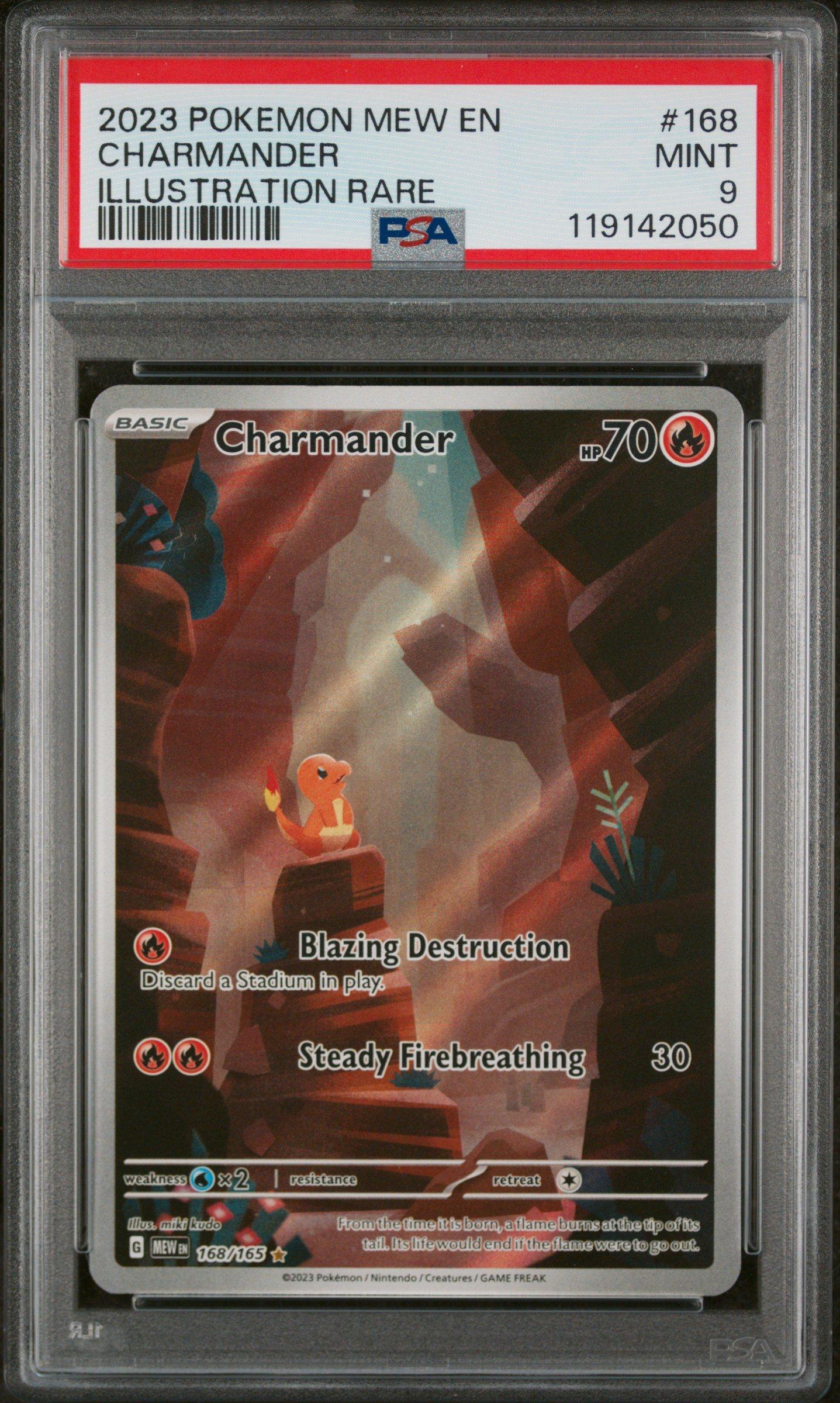 charmander pokemon card rare 2023 Pokemon Mew En-151 168 Charmander Illustration Rare PSA 9 Graded Card