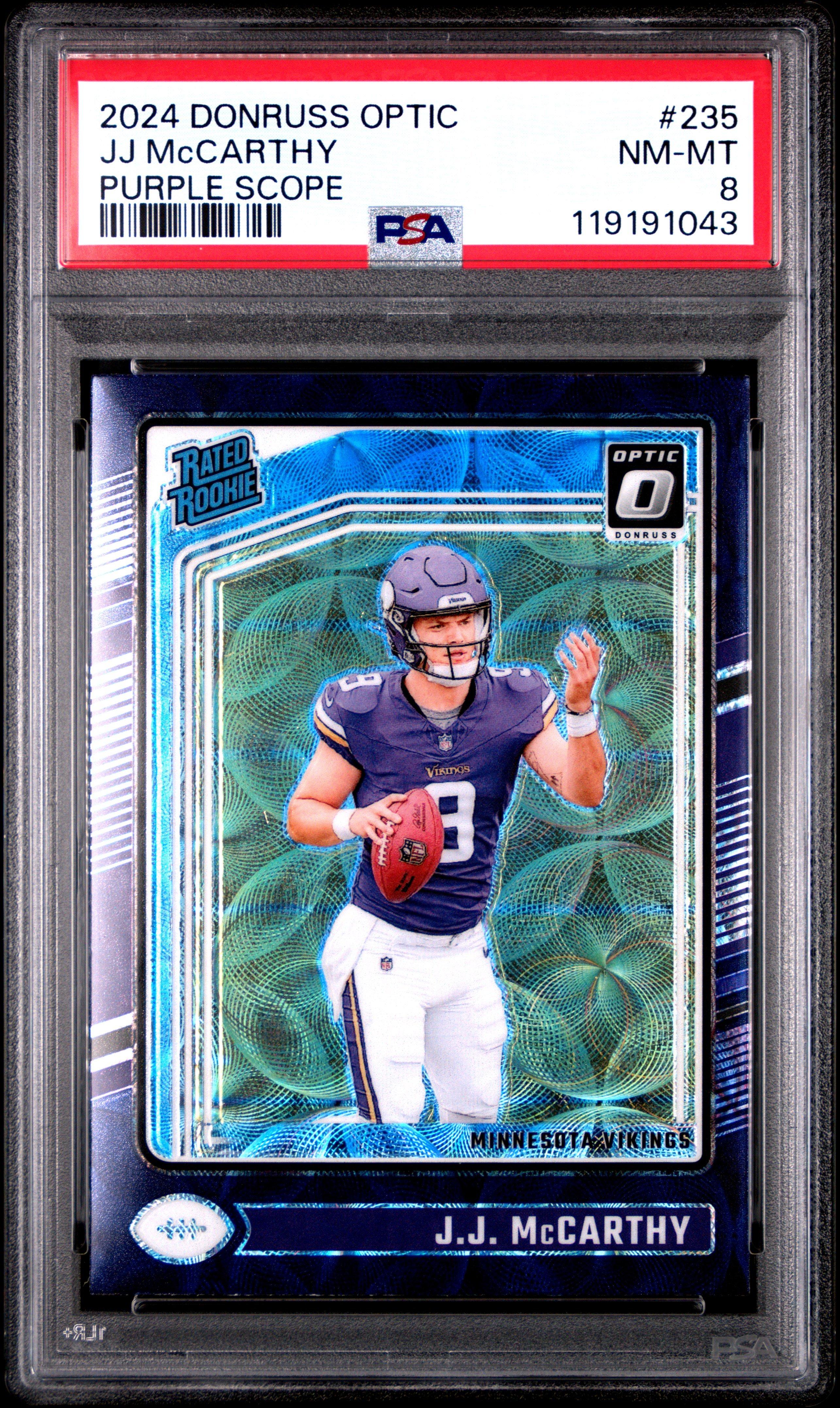 2024 Panini Donruss Optic 235 Jj Mccarthy Purple Scope PSA
