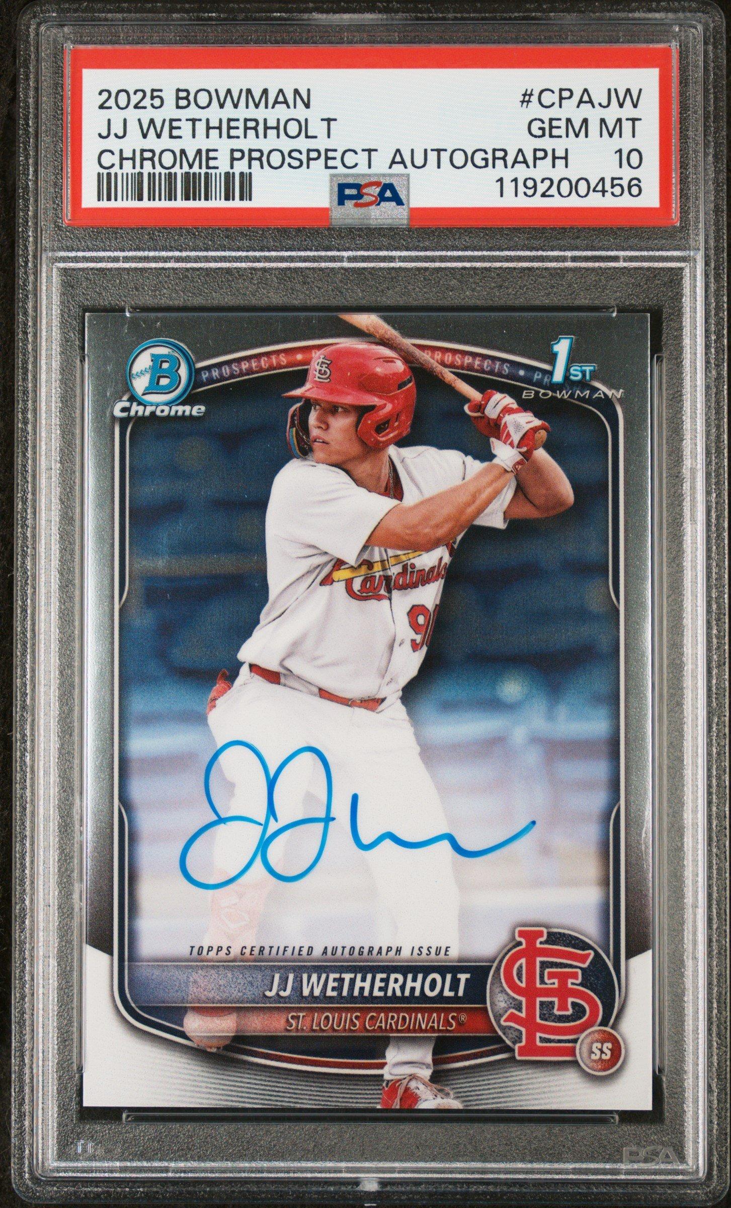 2025 Bowman Chrome Prospect Autographs Cpajw Jj Wetherholt PSA 10 