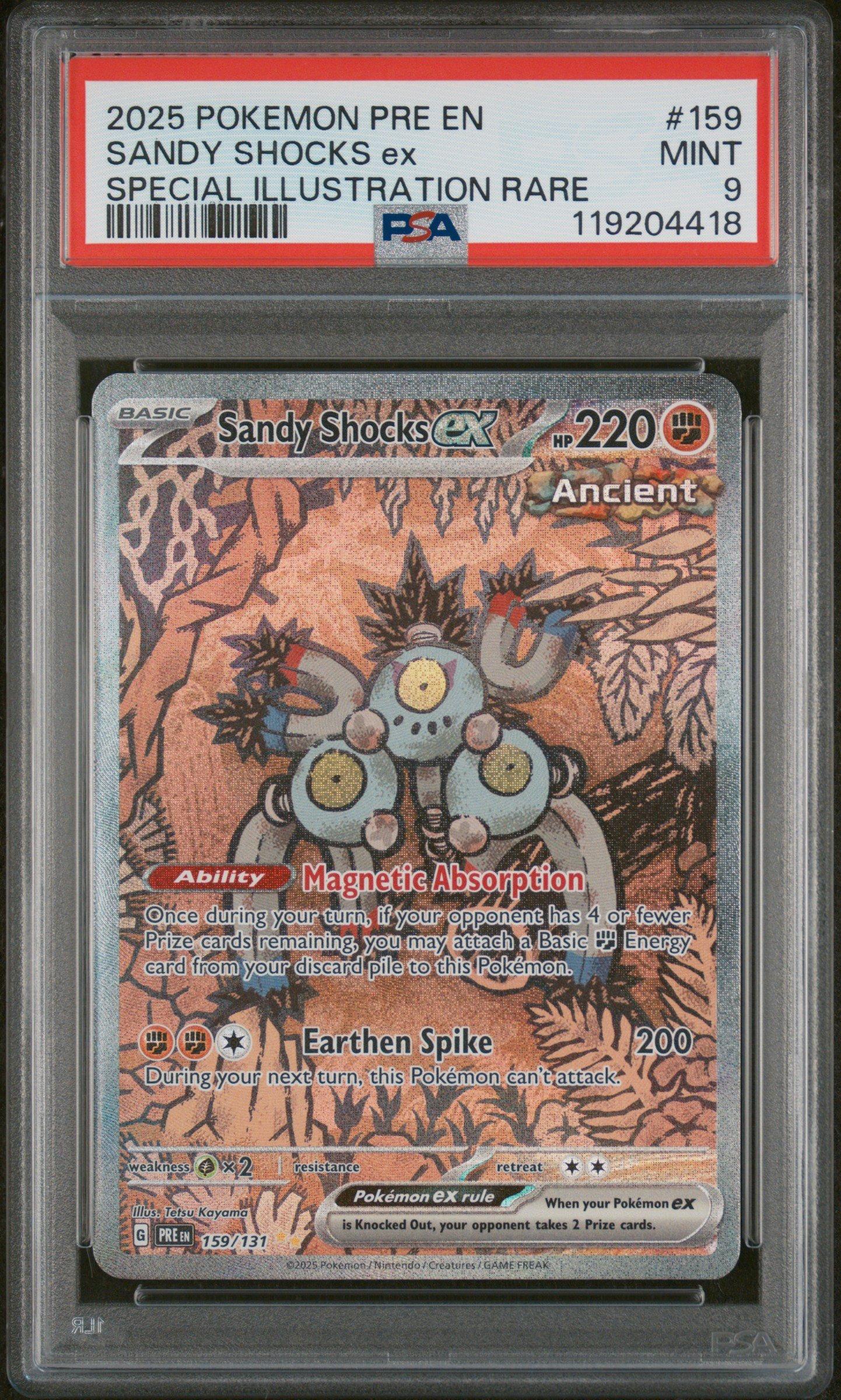 sandy shocks pokemon card 2025 Pokemon Pre En-prismatic Evolutions 159 Sandy Shocks Ex Special  Illustration Rare PSA 9 Graded Card