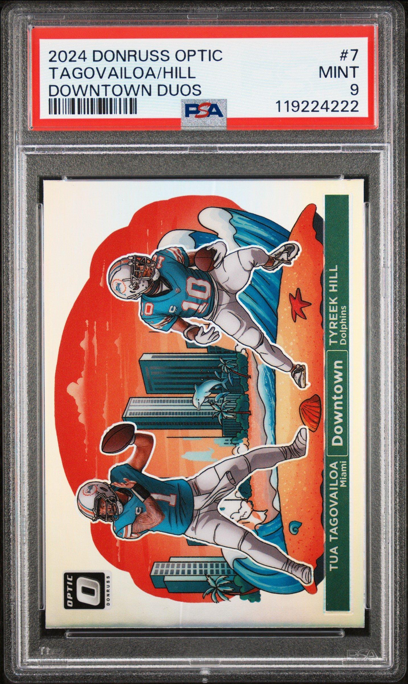 2024 Panini Donruss Optic Downtown Duos 7 Tyreek Hill/tua Tagovailoa PSA 9