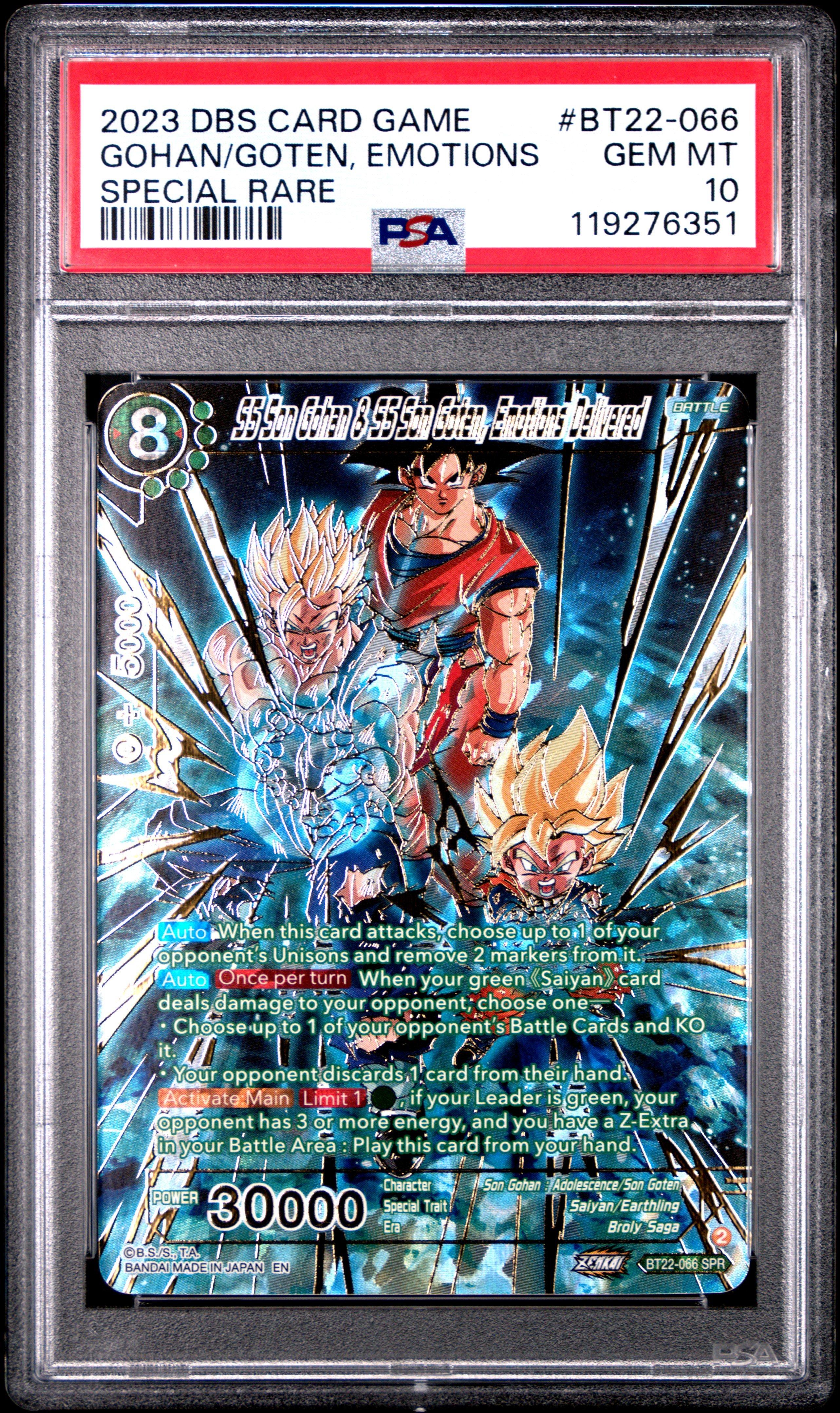 2023 Dragon Ball Super Card Game Series 22 Critical Blow Bt22-066 Ss Son  Gohan & Ss Son Goten, Emotions Delivered Special Rare PSA 10 Graded Card |  GameStop