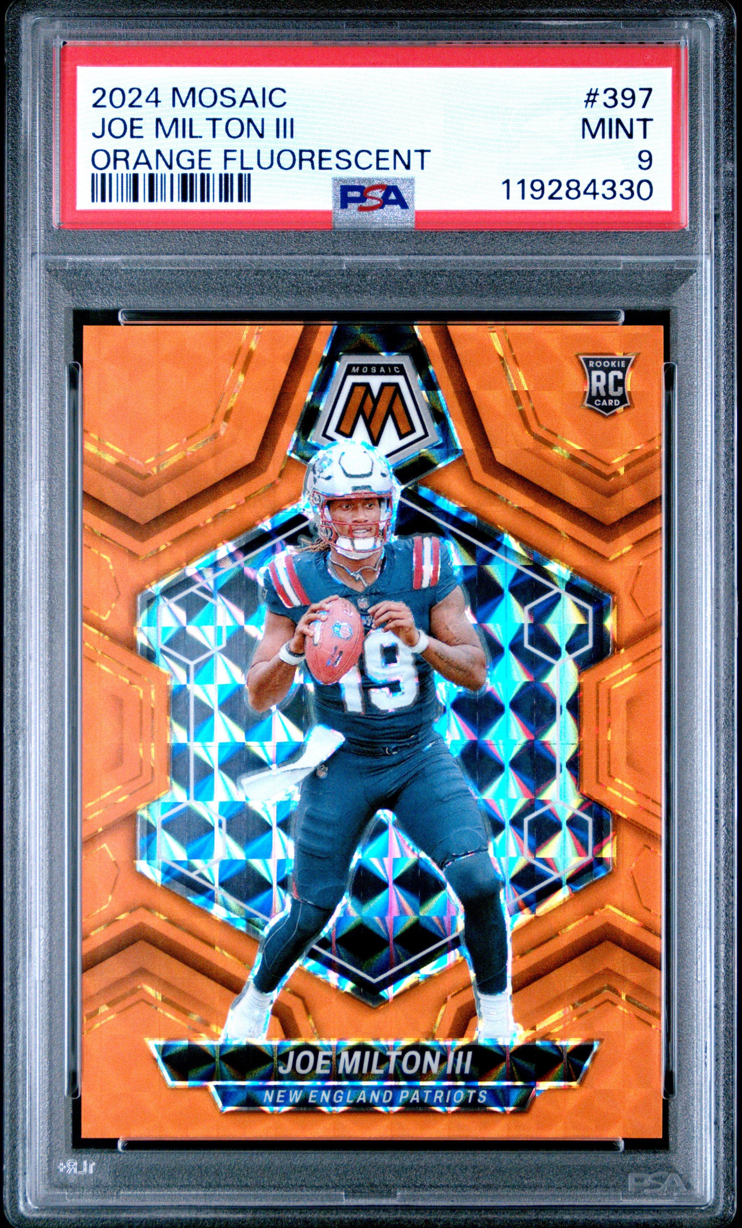 2024 Panini Mosaic 397 Joe Milton Iii Orange Fluorescent PSA 9