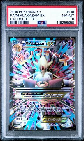2016 Pokemon Xy Fates Collide 118 Full Art/m Alakazam Ex PSA 8