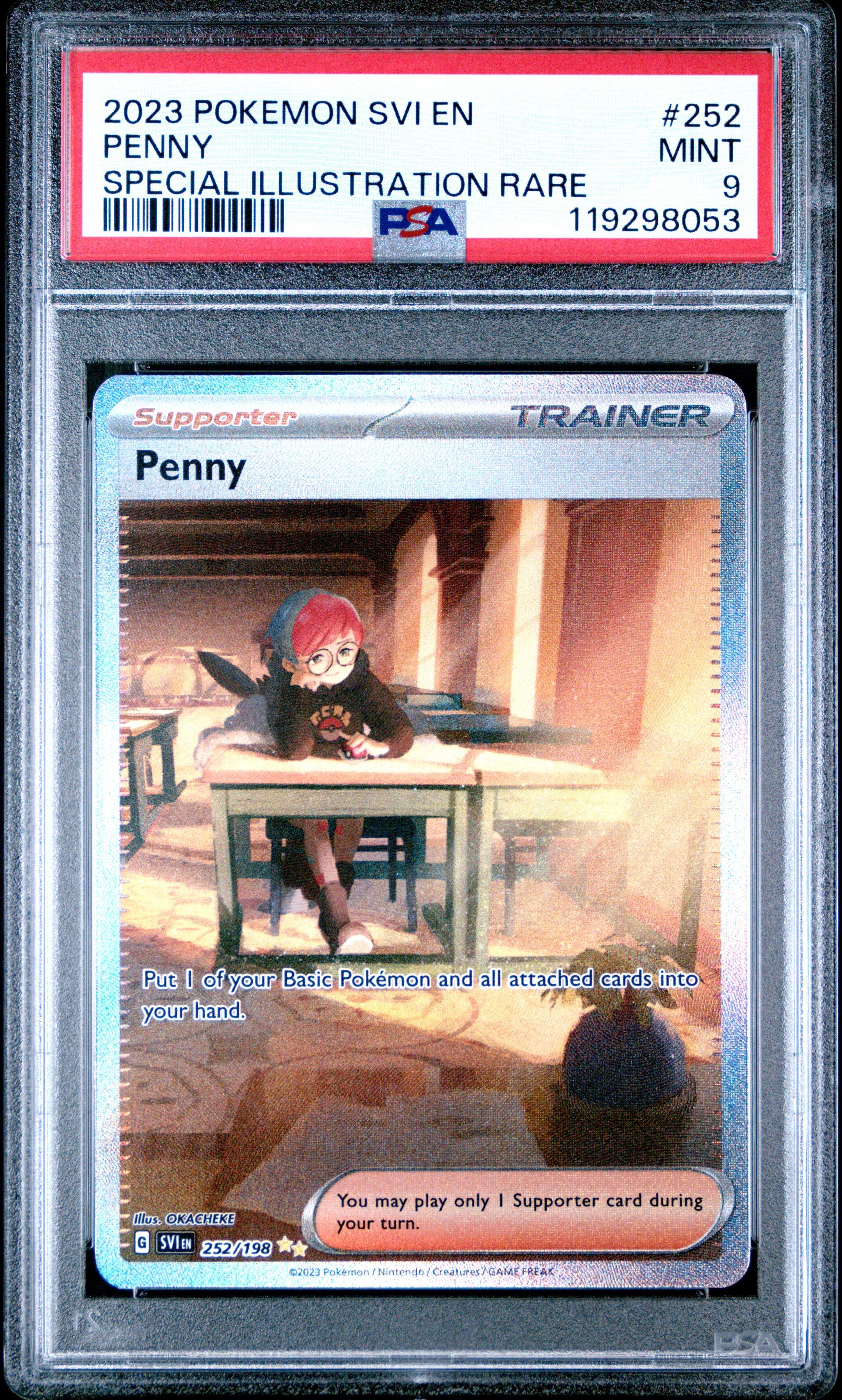 pokemon penny card Penny 252/198 PSA 10 Scarlet Violet SV1 Special Illustration Rare Poke main image 0