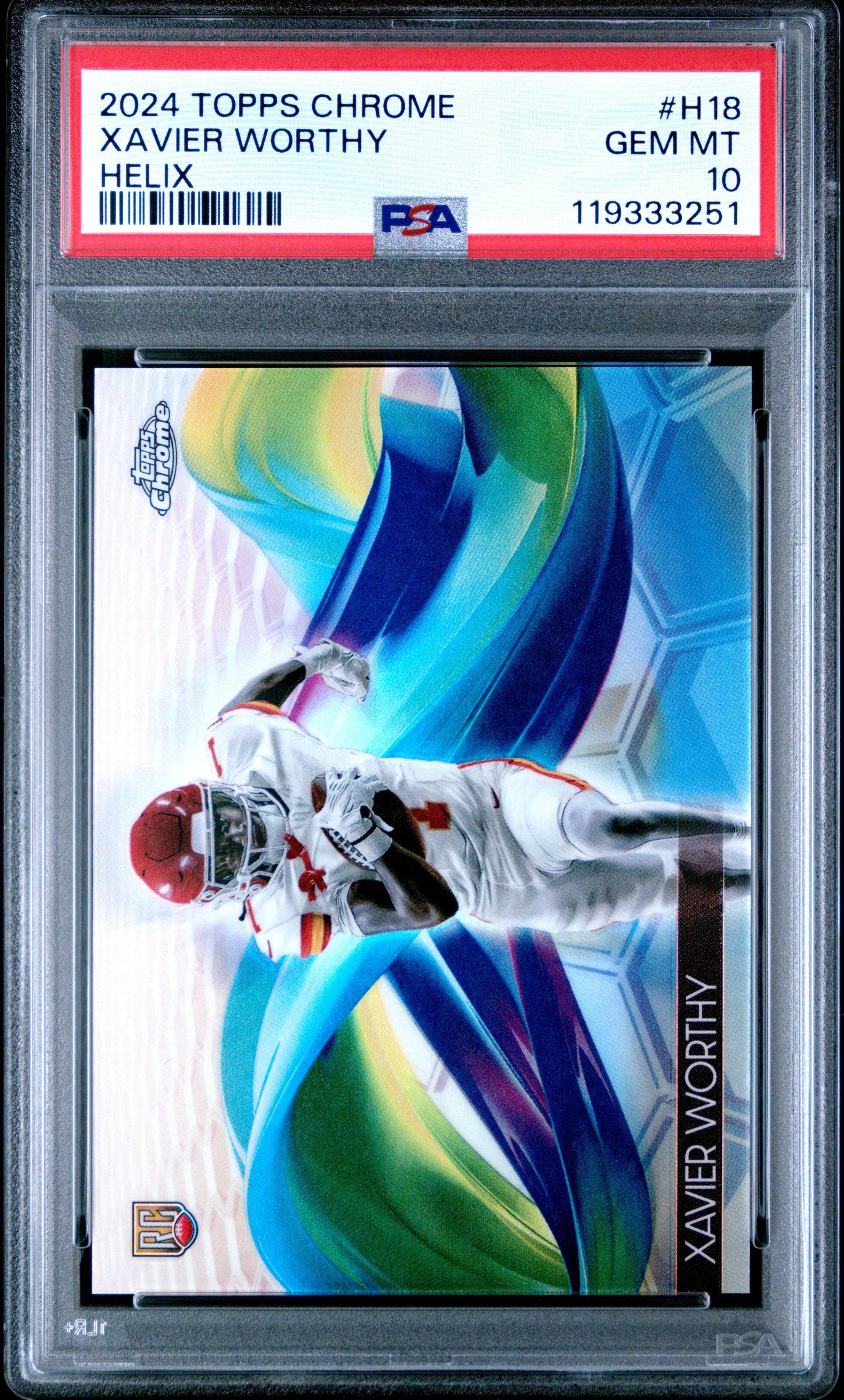 2024 Topps Chrome Helix H18 Xavier Worthy PSA 10 Graded Card