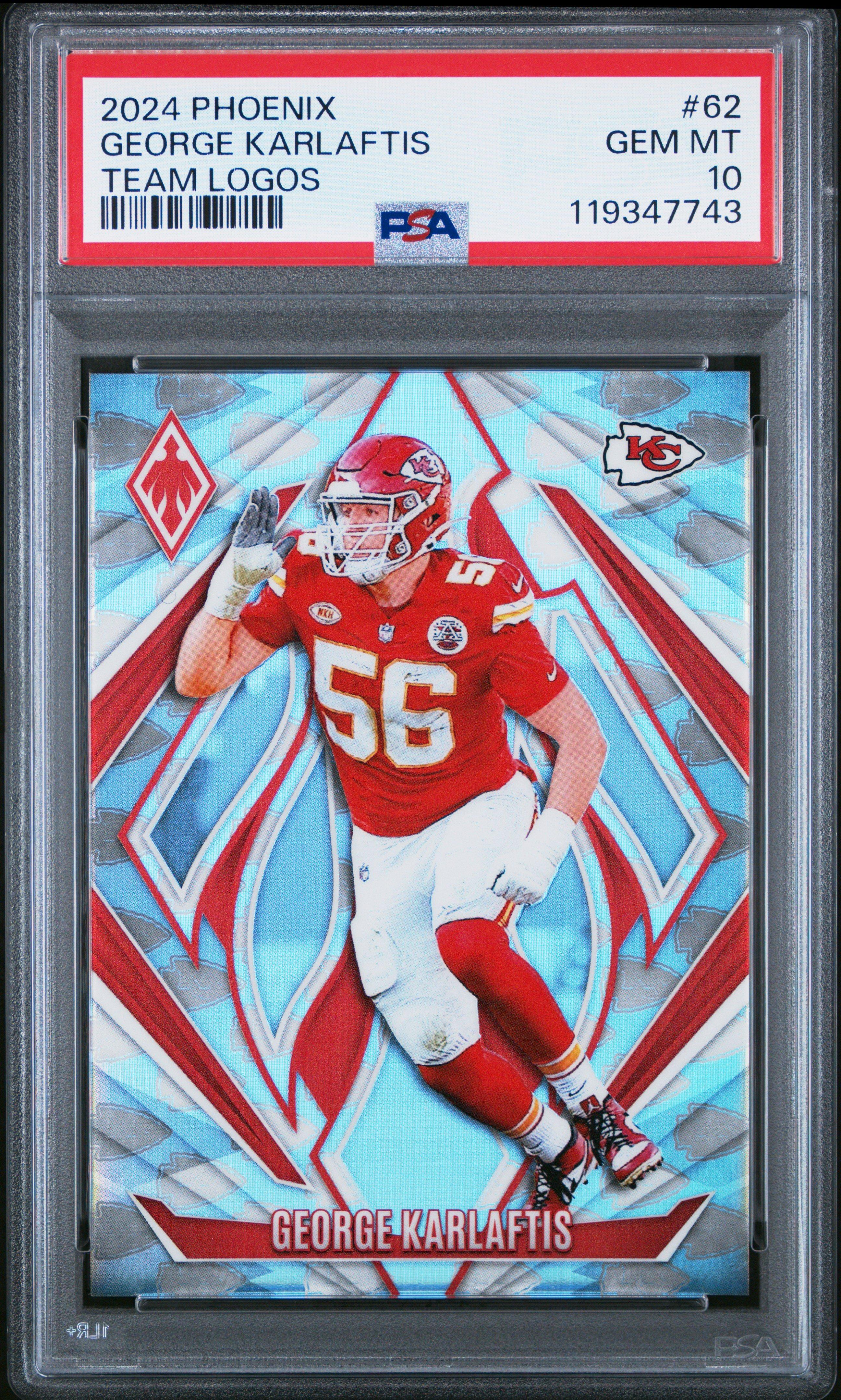 ファイヤー　カードダスPSA8 2024 Panini Phoenix 62 George Karlaftis Team Logos PSA 10 Graded