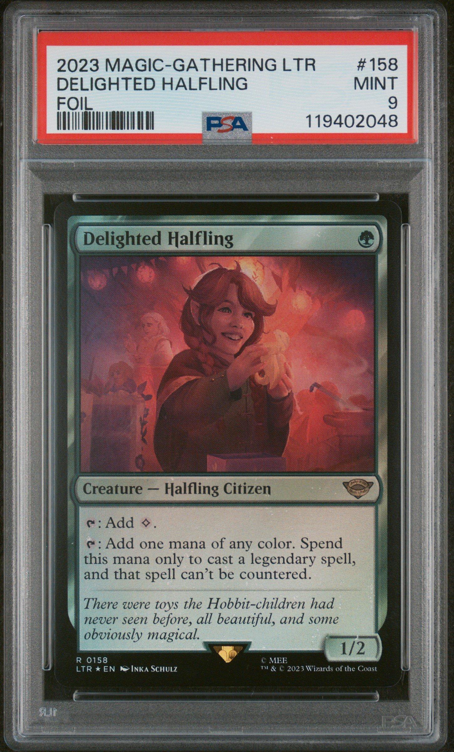 2023 Magic The Gathering Tales Of Middle-earth 158 Delighted Halfling Foil PSA 9