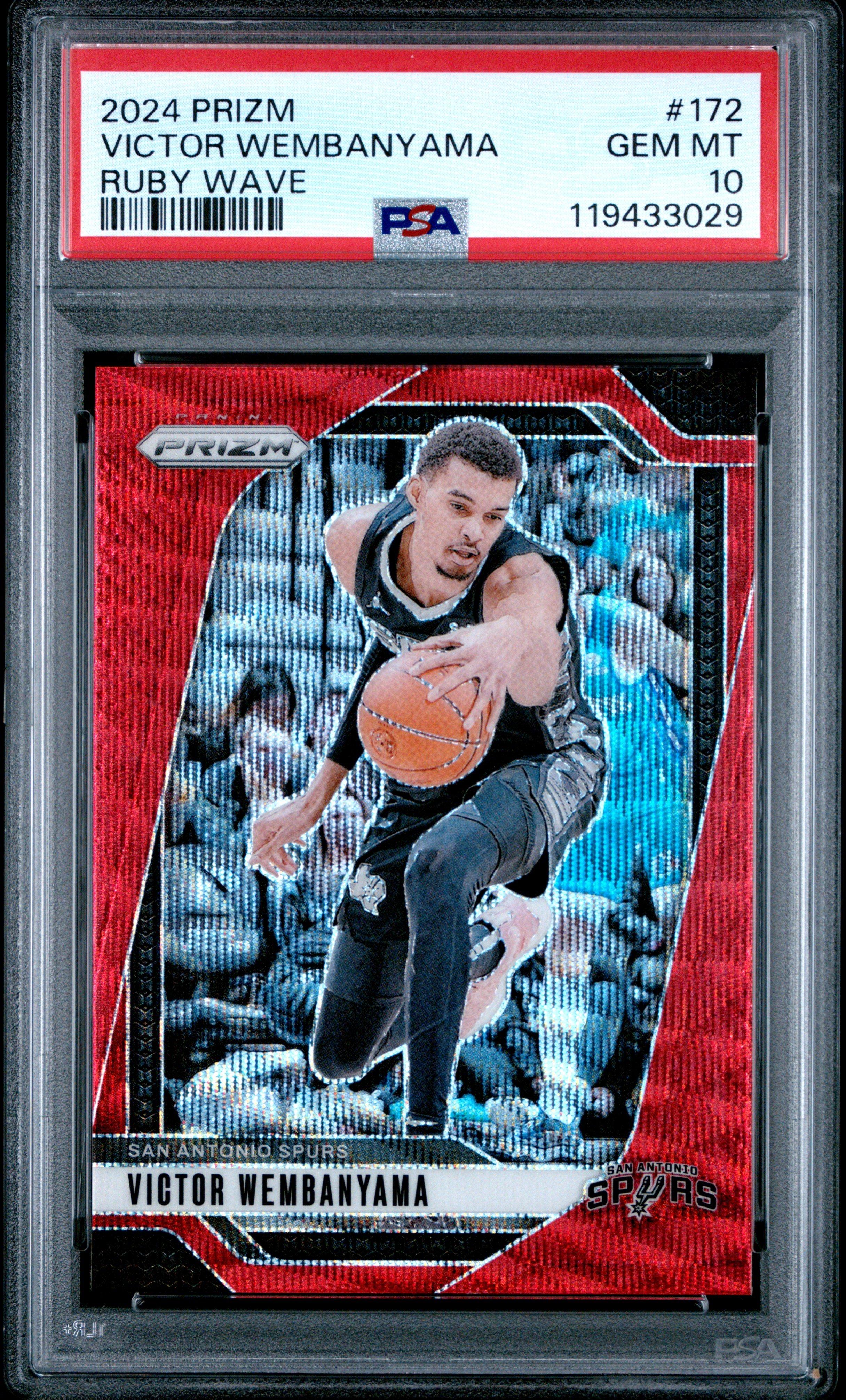 2024 Panini Prizm 172 Victor Wembanyama Ruby Wave PSA 10 Graded