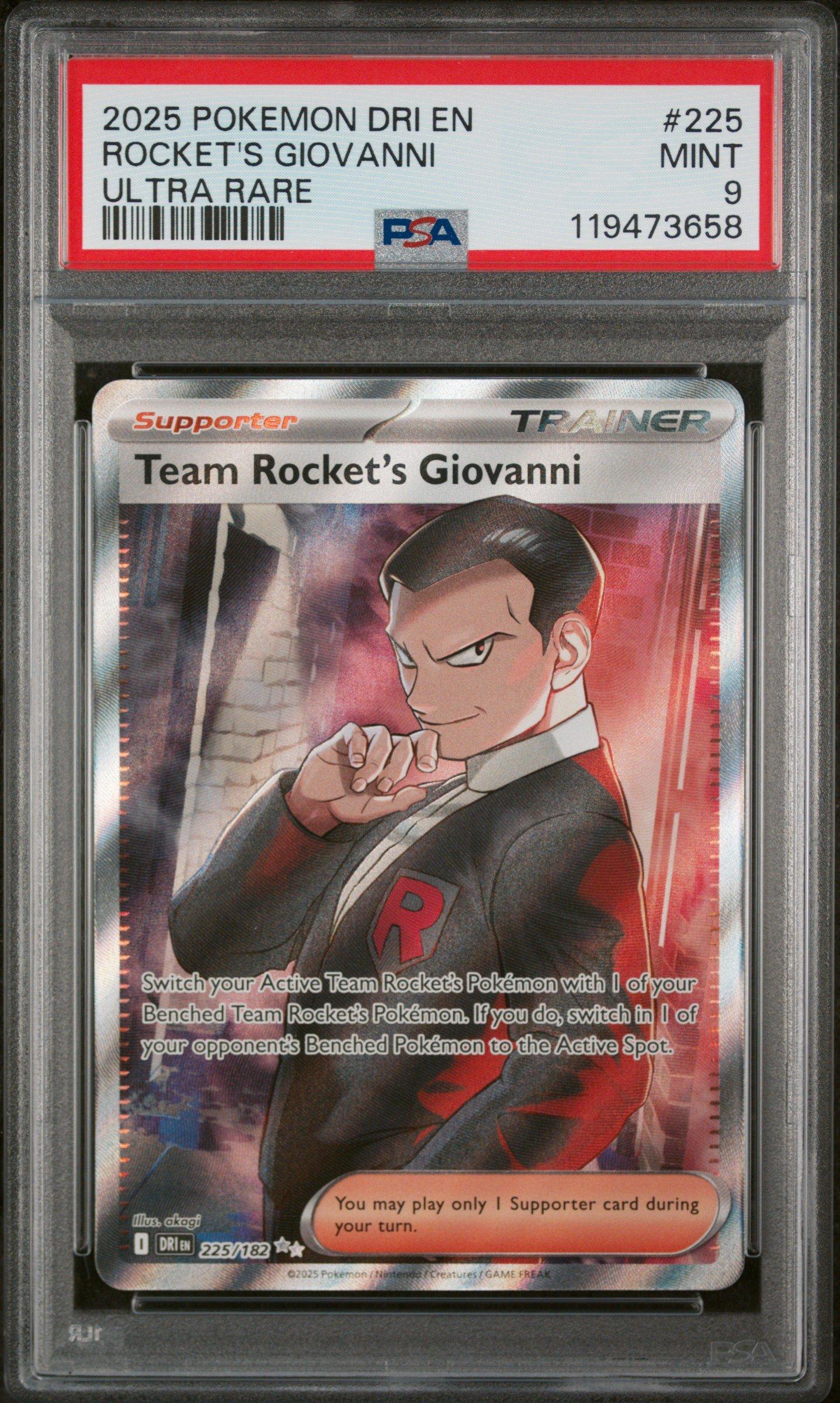 2025 Pokemon Dri En-destined Rivals 225 Team Rocket's Giovanni Ultra Rare PSA