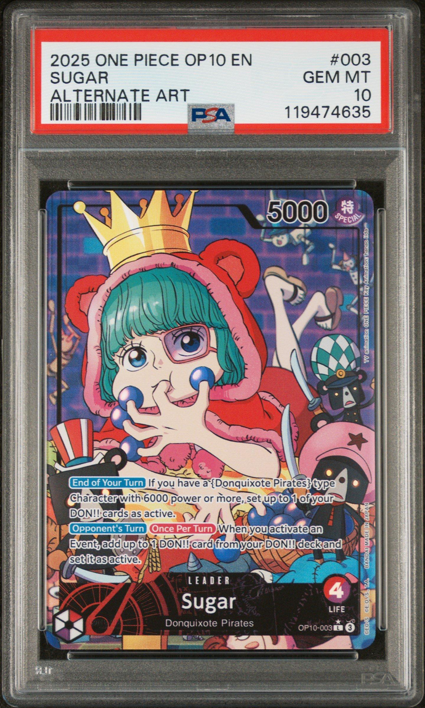 2025 One Piece Op10-royal Blood 003 Sugar Alternate Art PSA 10