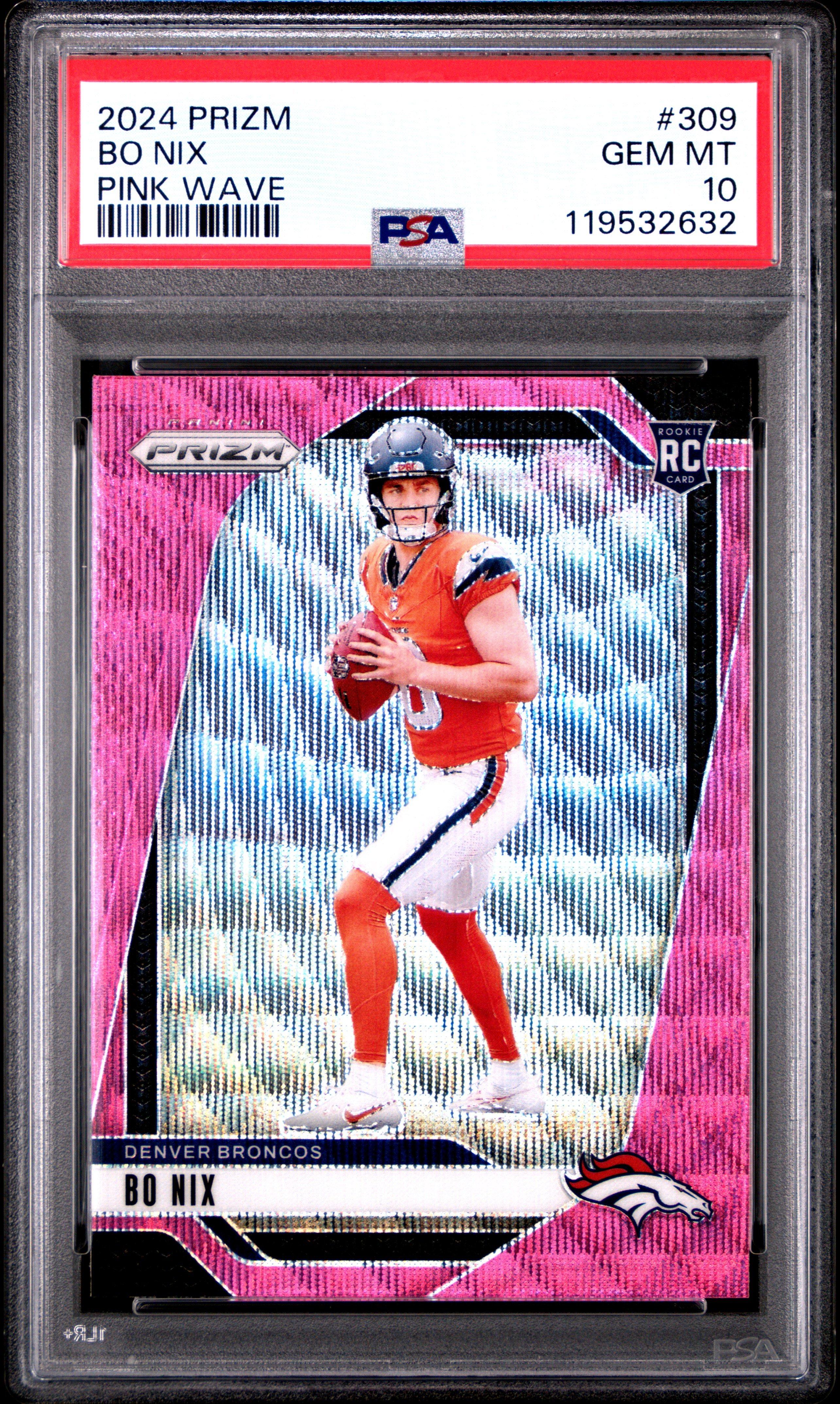 2024 Panini Prizm 309 Bo Nix Pink Wave PSA 10 Graded Card | GameStop