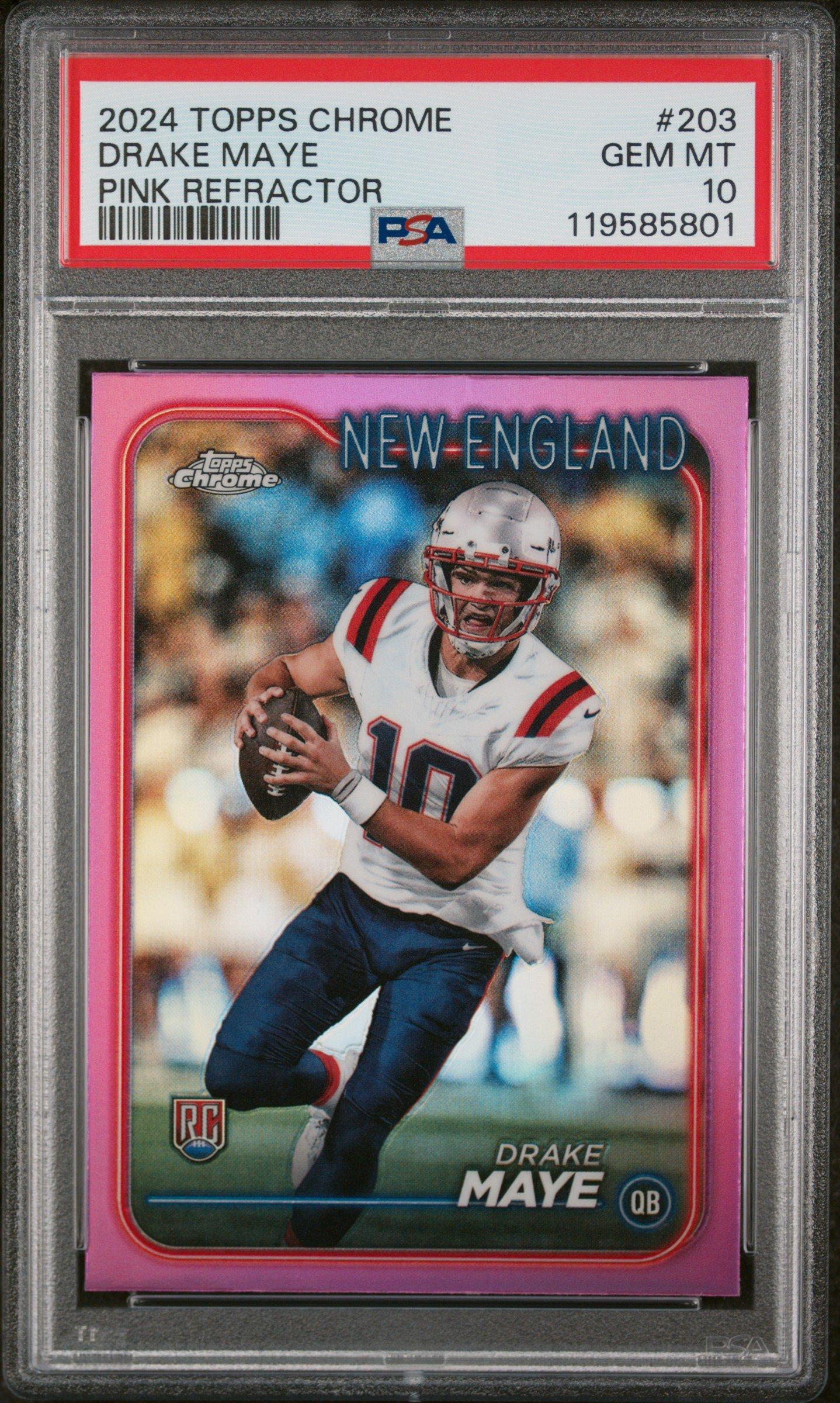 2024 Topps Chrome 203 Drake Maye Pink Refractor PSA 10