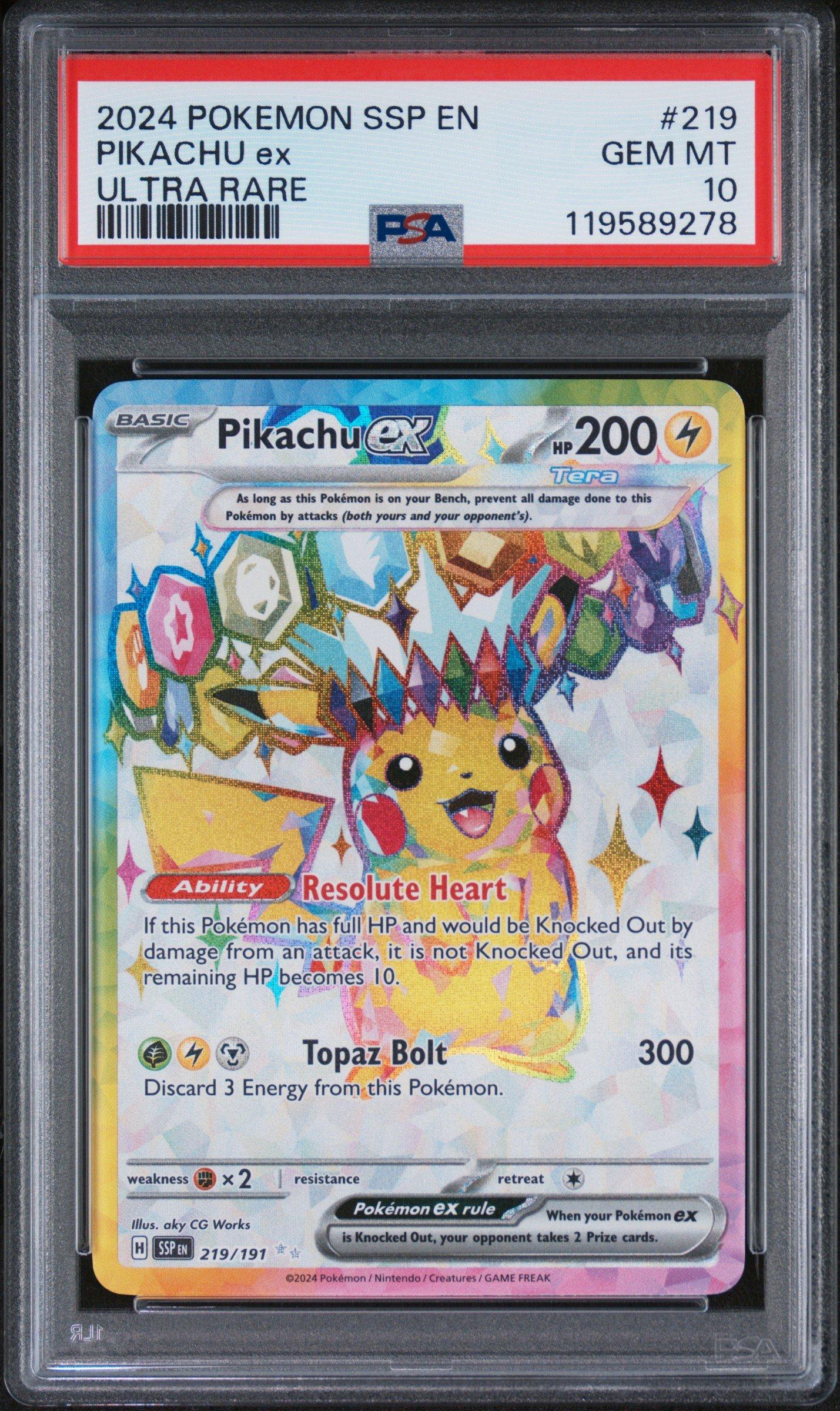 2024 Pokemon Ssp En-surging Sparks 219 Pikachu Ex Ultra Rare PSA