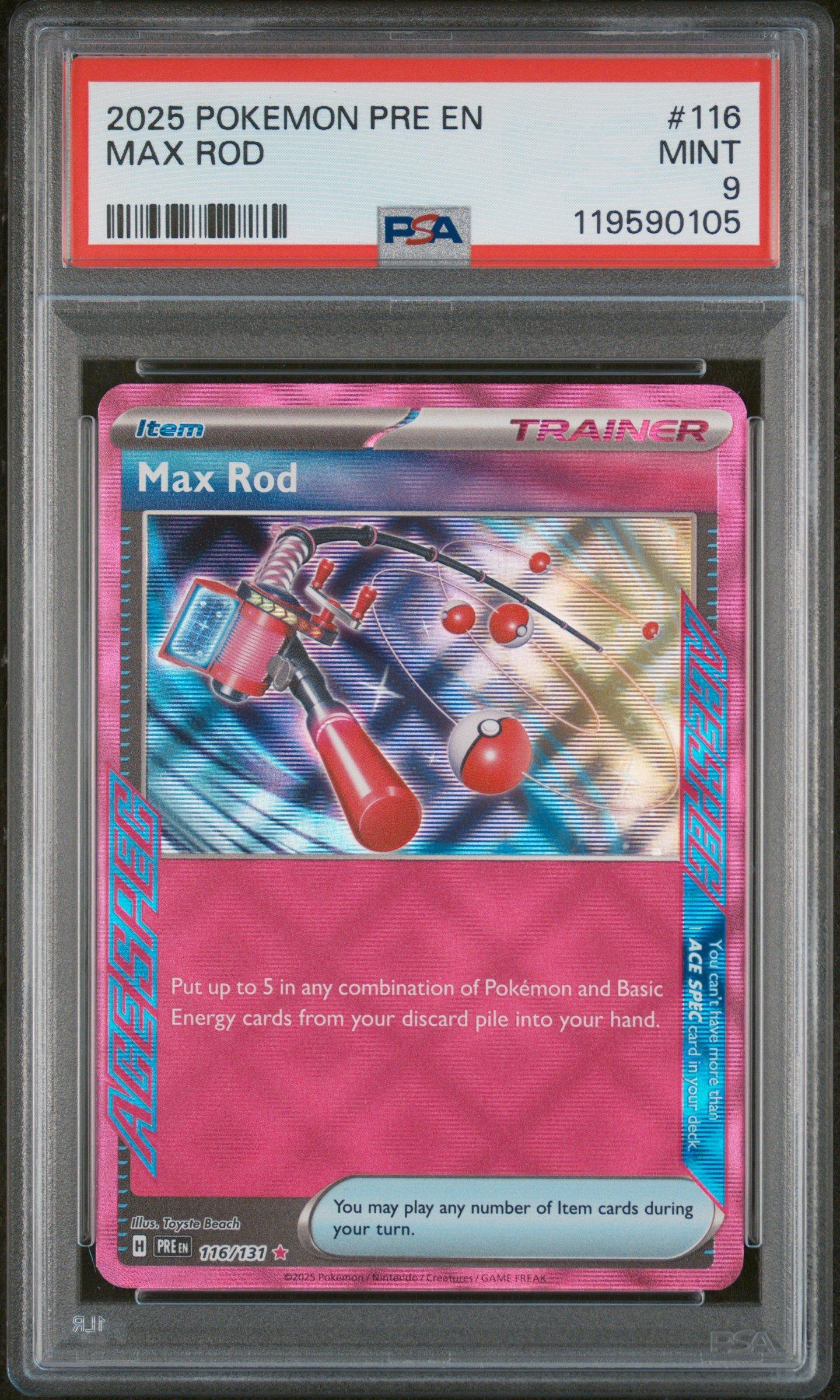 2025 Pokemon Pre En-prismatic Evolutions 116 Max Rod PSA 9 Graded Card |  GameStop