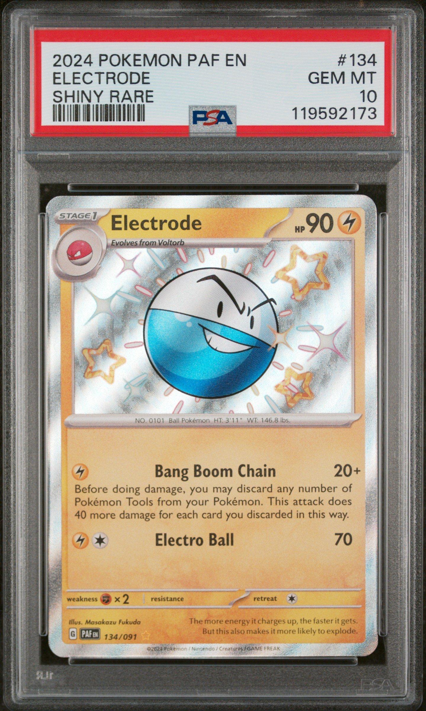 2024 Pokemon Paf En-paldean Fates 134 Electrode Shiny Rare PSA