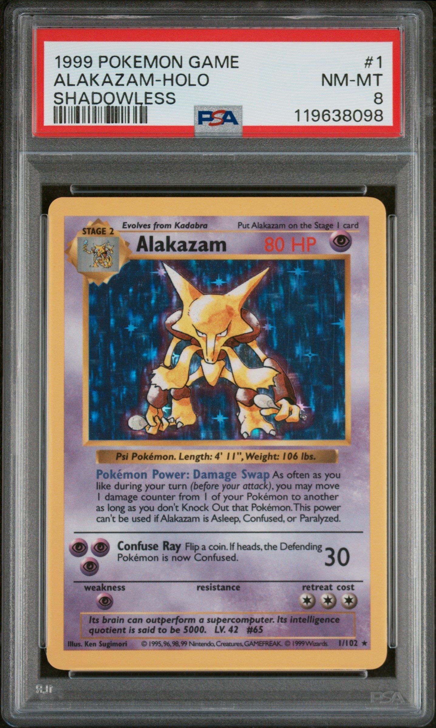 1999 Pokemon Game 1 Alakazam-holo Shadowless PSA