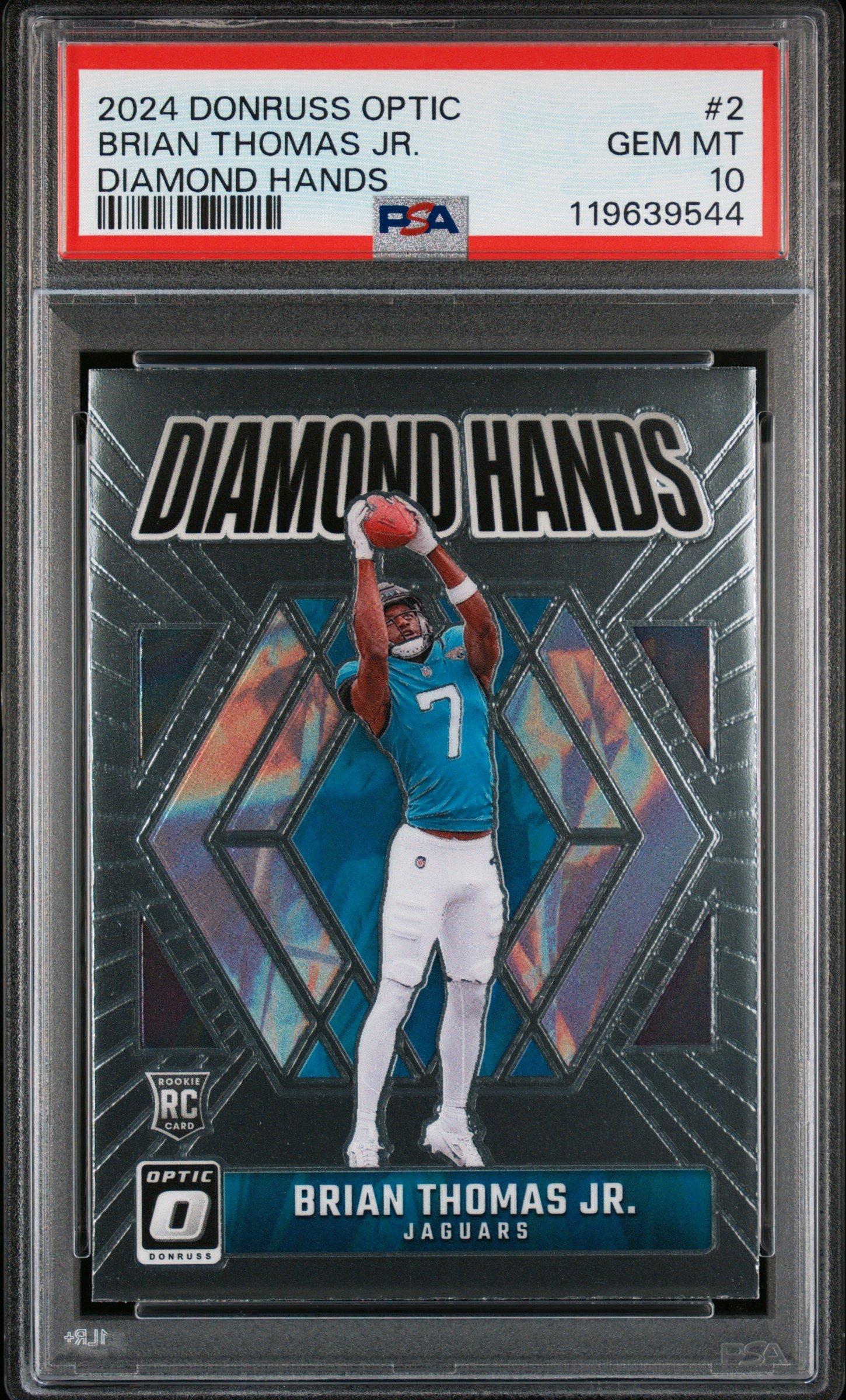 2024 Panini Donruss Optic Diamond Hands 2 Brian Thomas Jr.PSA 10