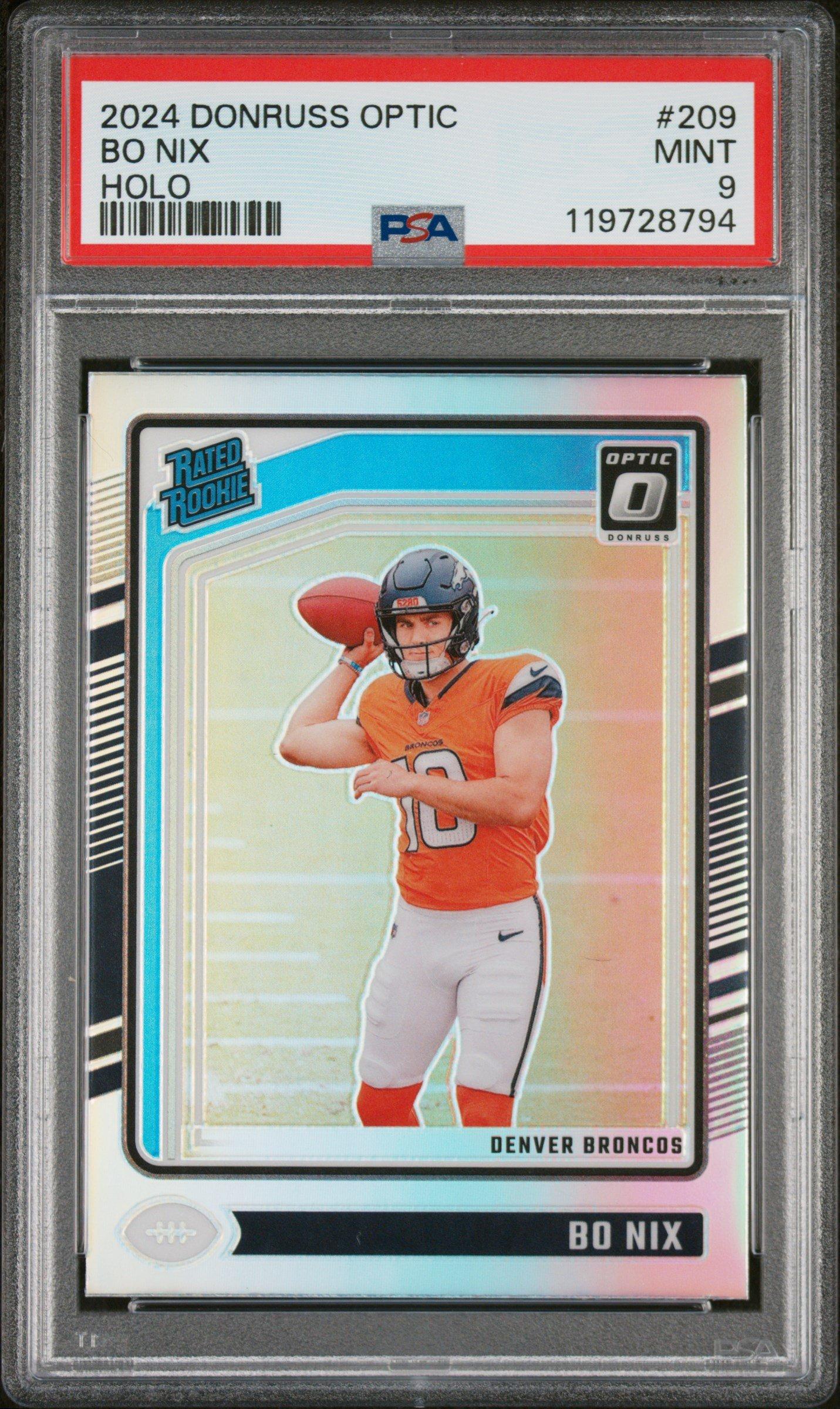 2024 Panini Donruss Optic 209 Bo Nix Holo PSA