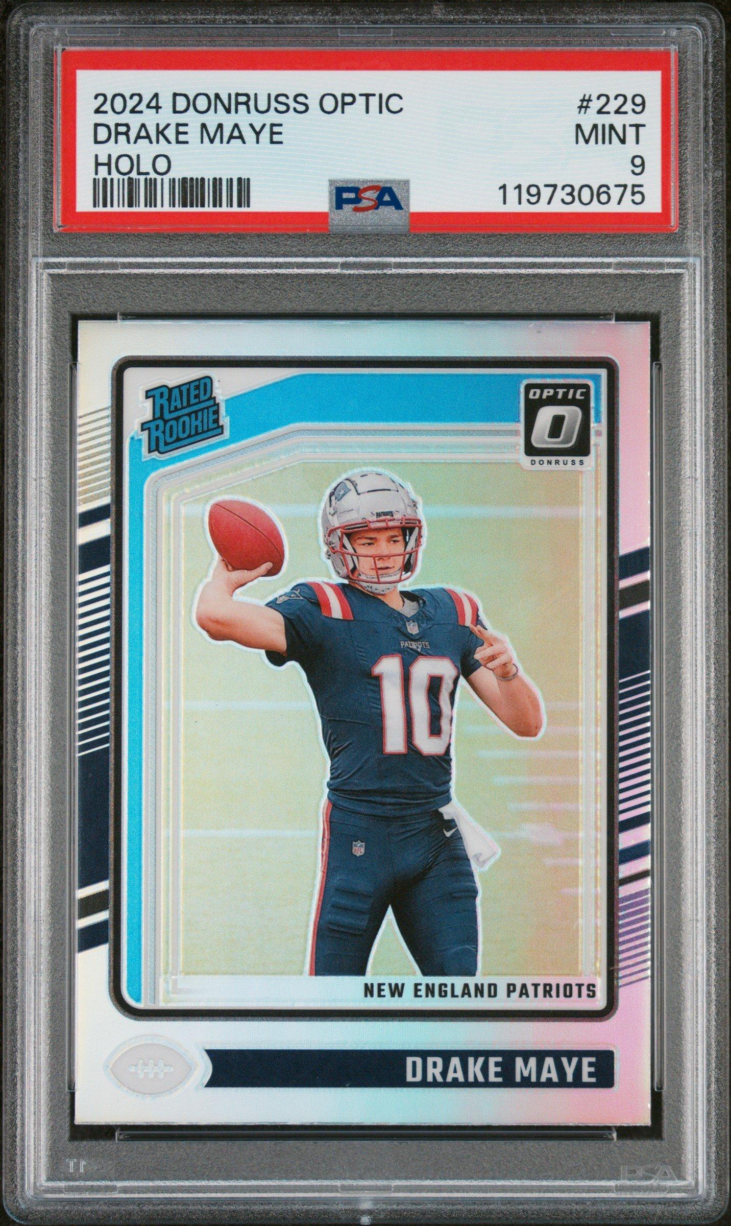 2024 Panini Donruss Optic 229 Drake Maye Holo PSA 9